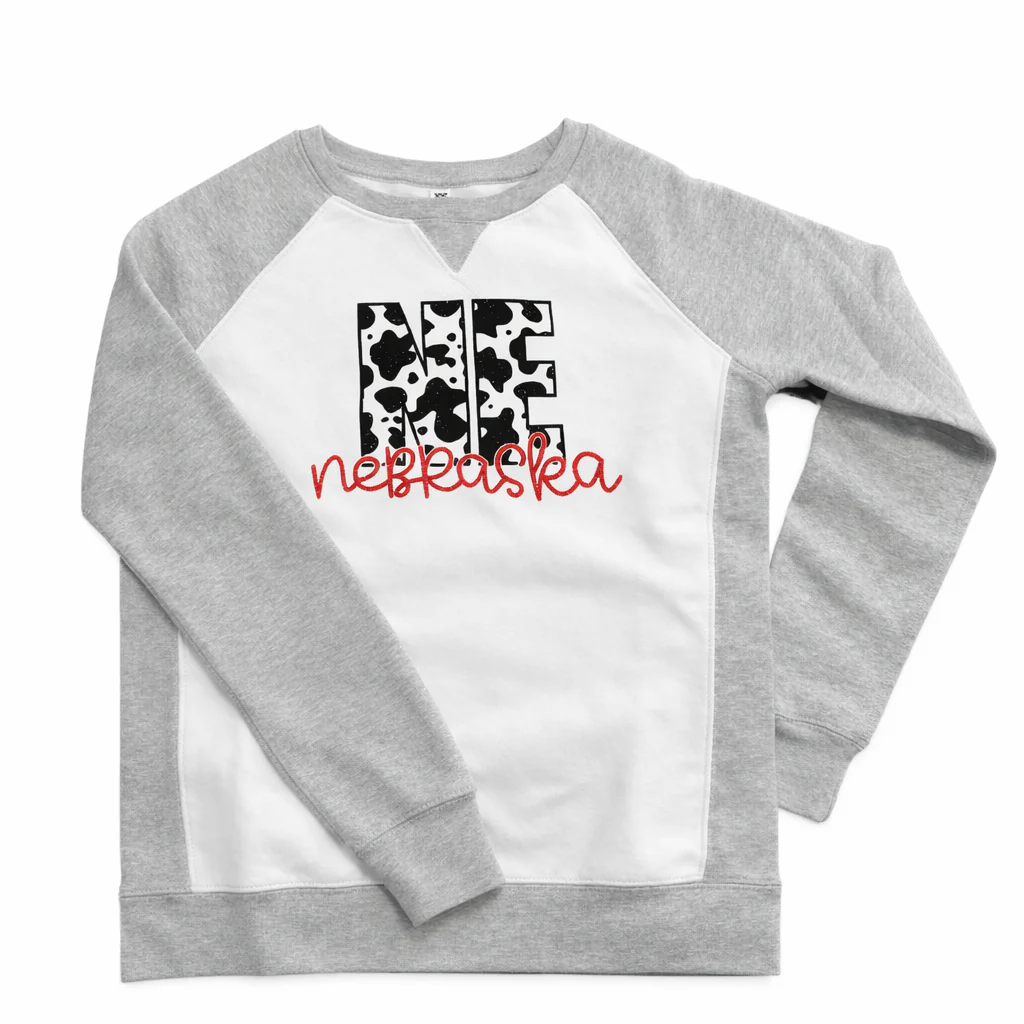 Nebraska Cowprint Crewneck | Multiple Sizes | Nature Finds & Designs