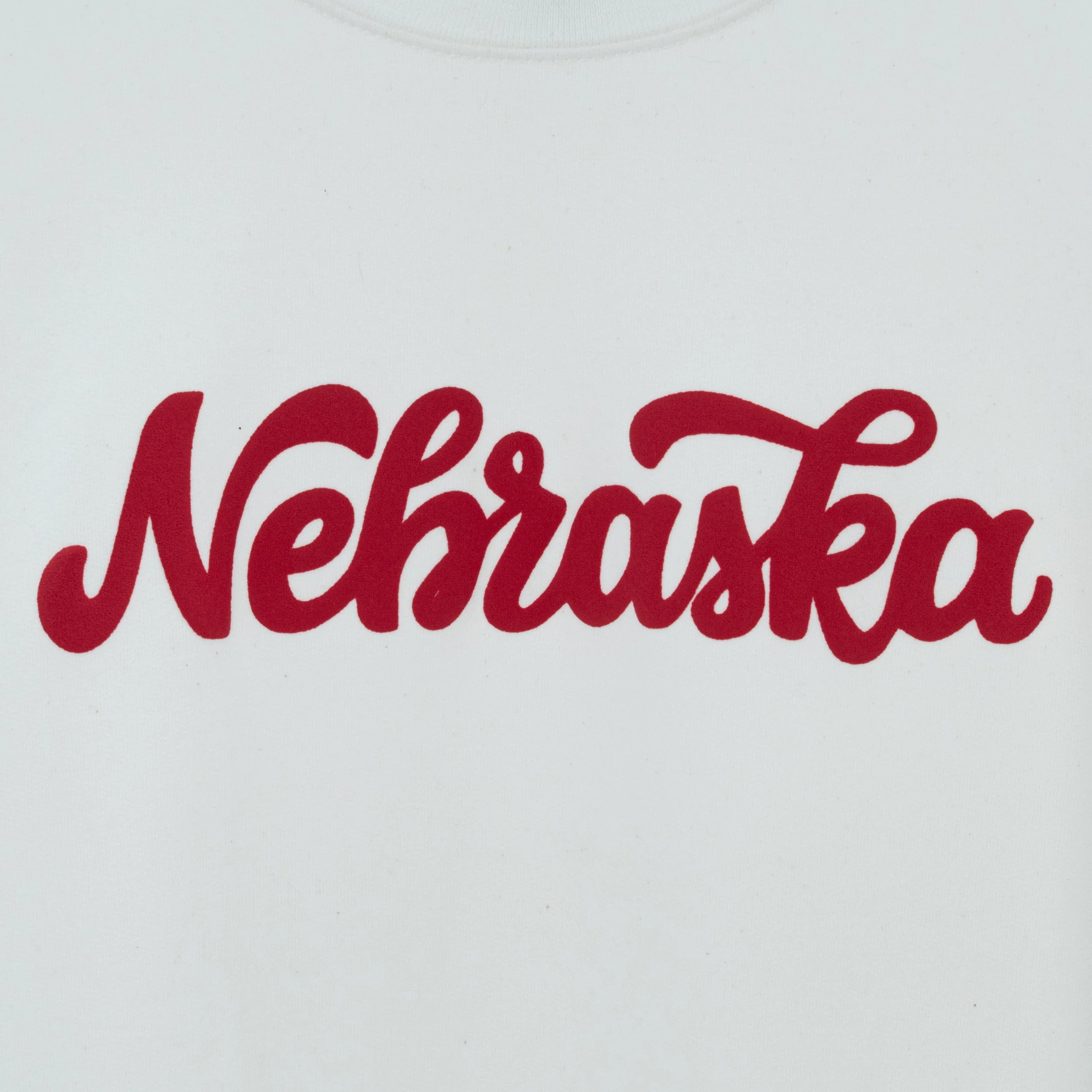 Nebraska Husker Puff Crewneck Sweatshirt | White with Red Lettering | Double Play Apparel & Engraving LLC - Image 2