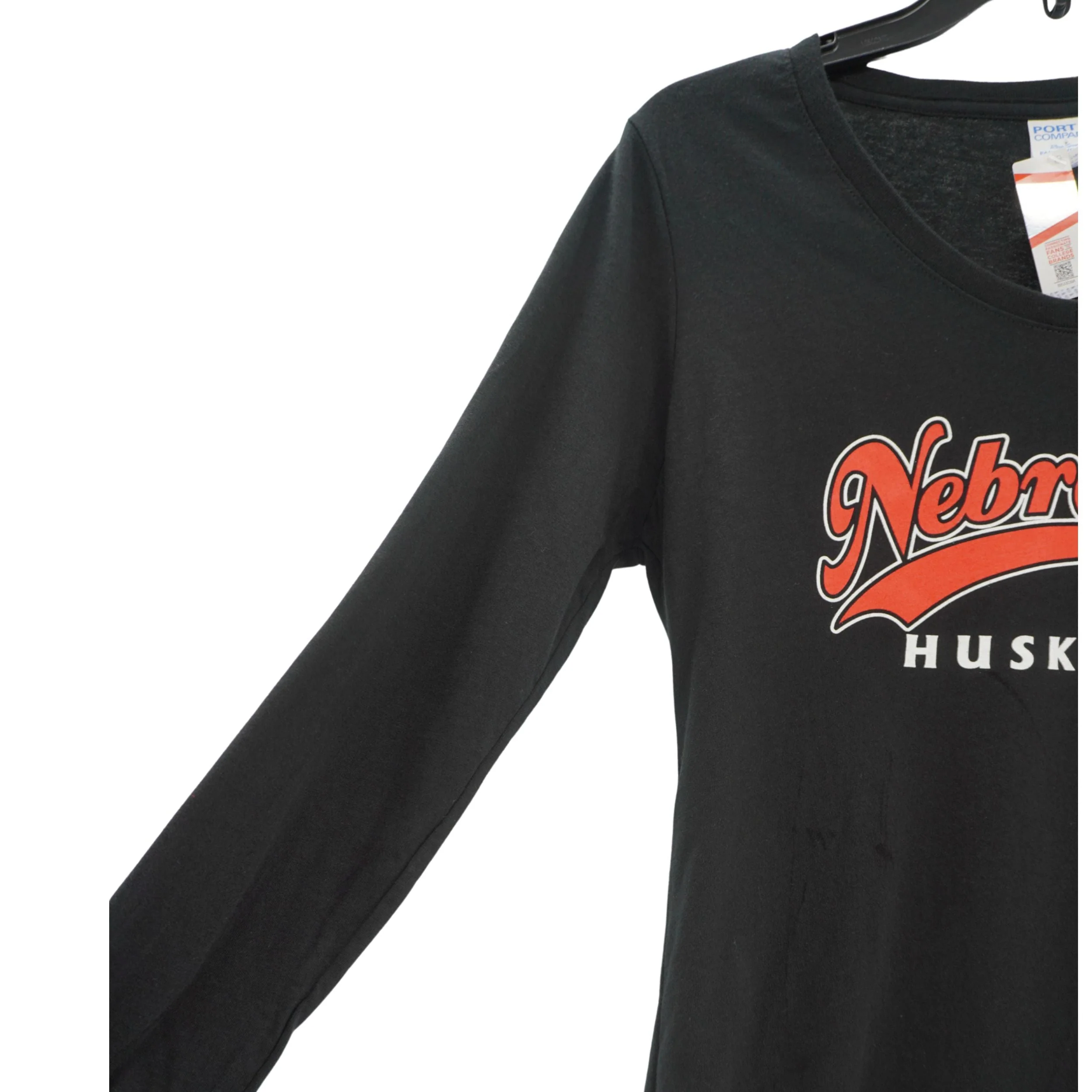 Nebraska Huskers Long Sleeve V-Neck Women's T-Shirt | Black | Multiple Sizes | Lou's Sporting Goods | 25N19LLSVT - Image 2