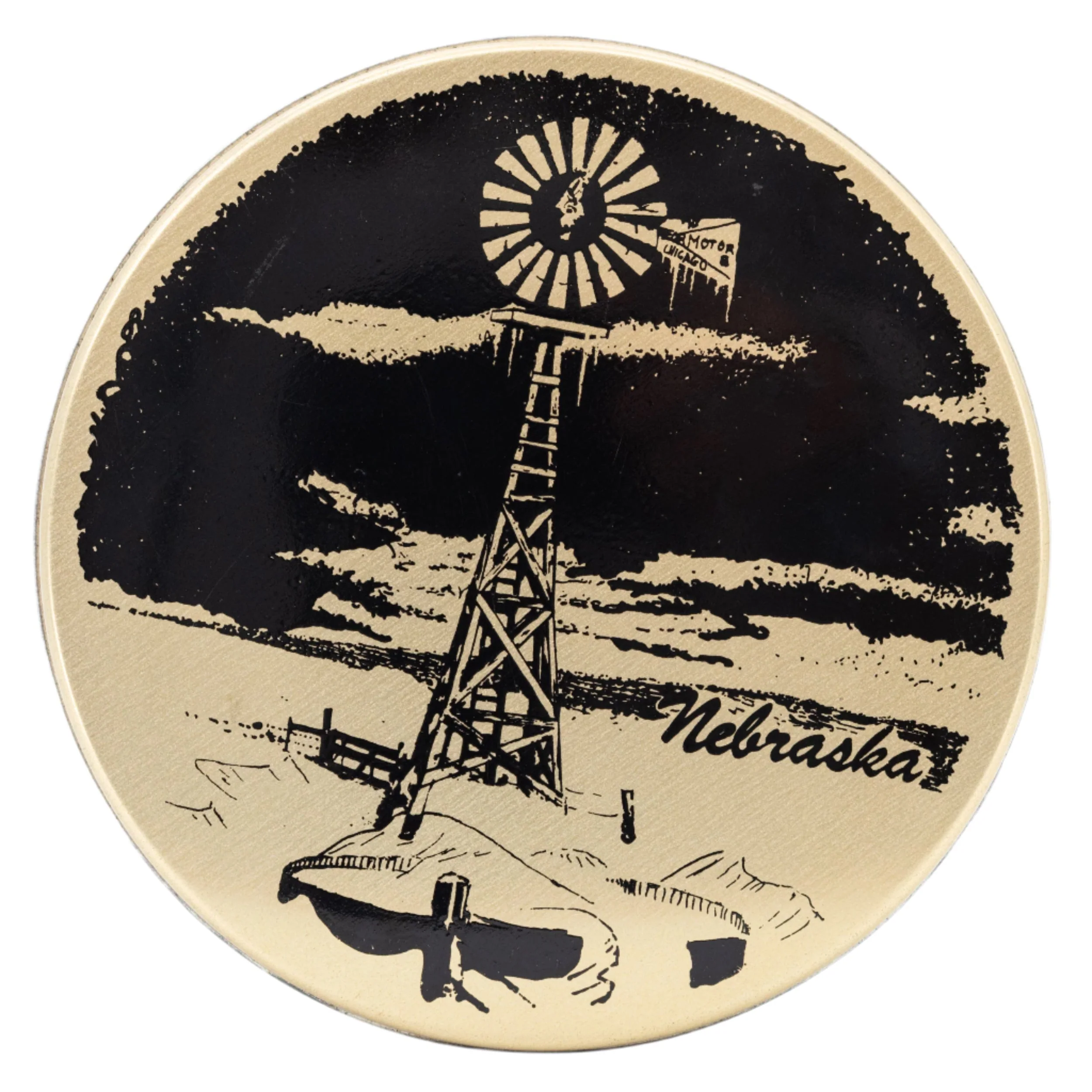 Nebraska Windmill Tin | Black & Gold | 7 X 2.5 | GROW Nebraska - Image 2