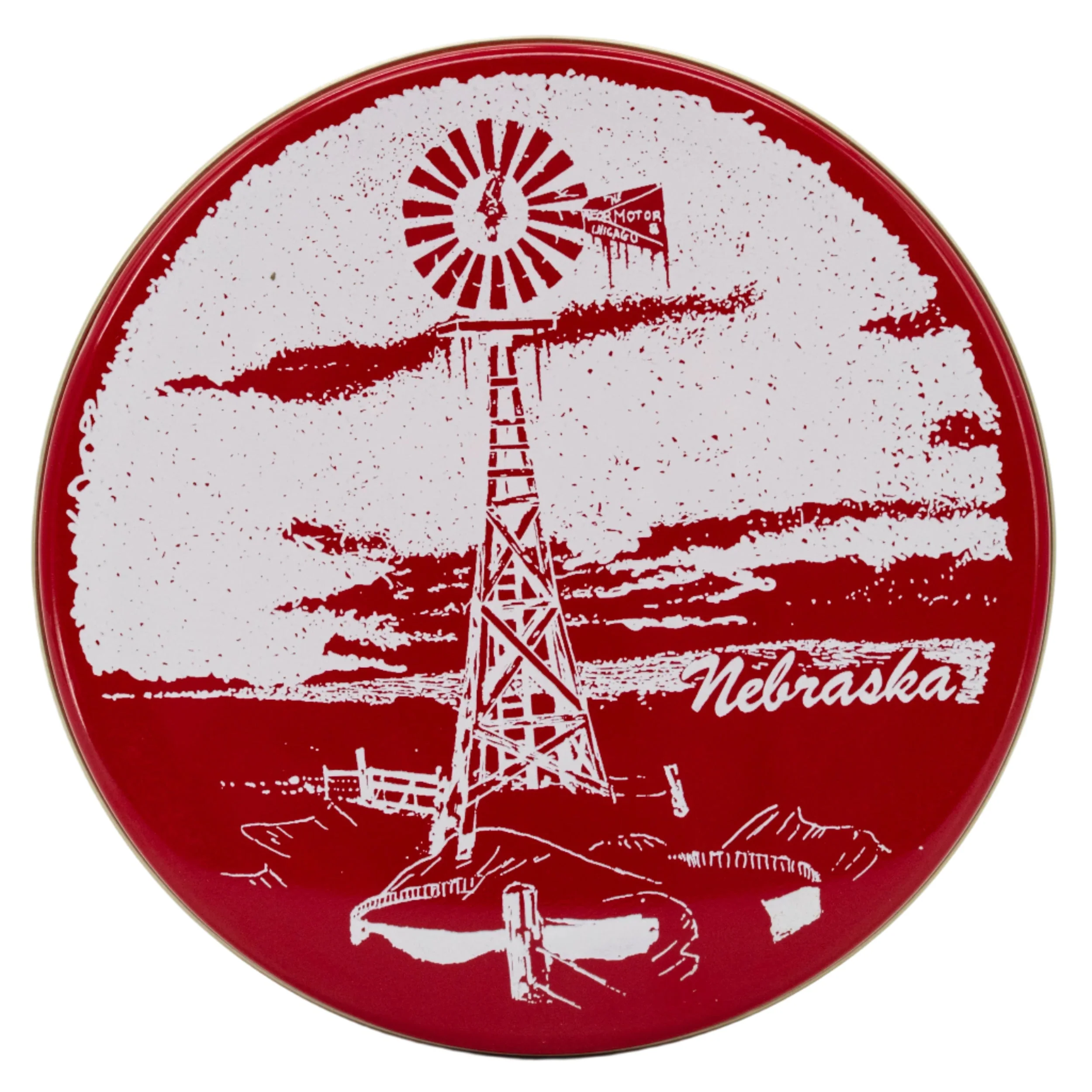 Nebraska Windmill Tin | Red | 6 X 1.5 | GROW Nebraska - Image 2