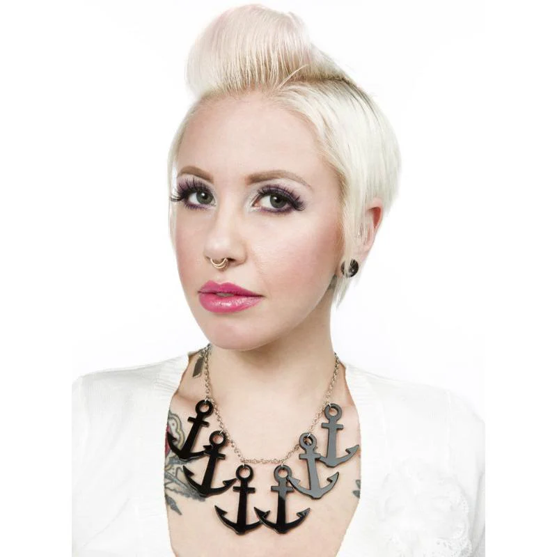 Necklace Sourpuss | Anchors Aweigh Nautical Statement Necklace in Black - Image 2