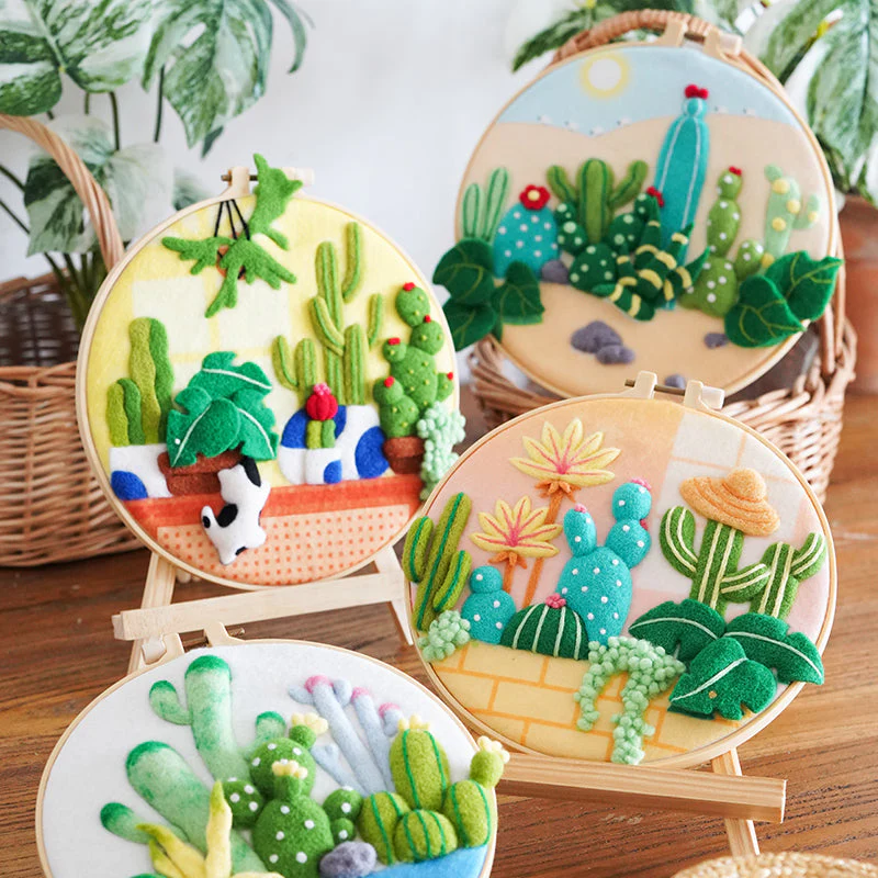Needle Felting Kit - Desert Cacti. Wizardi DIY Wool Craft Kit F07N8-W436 - Image 3