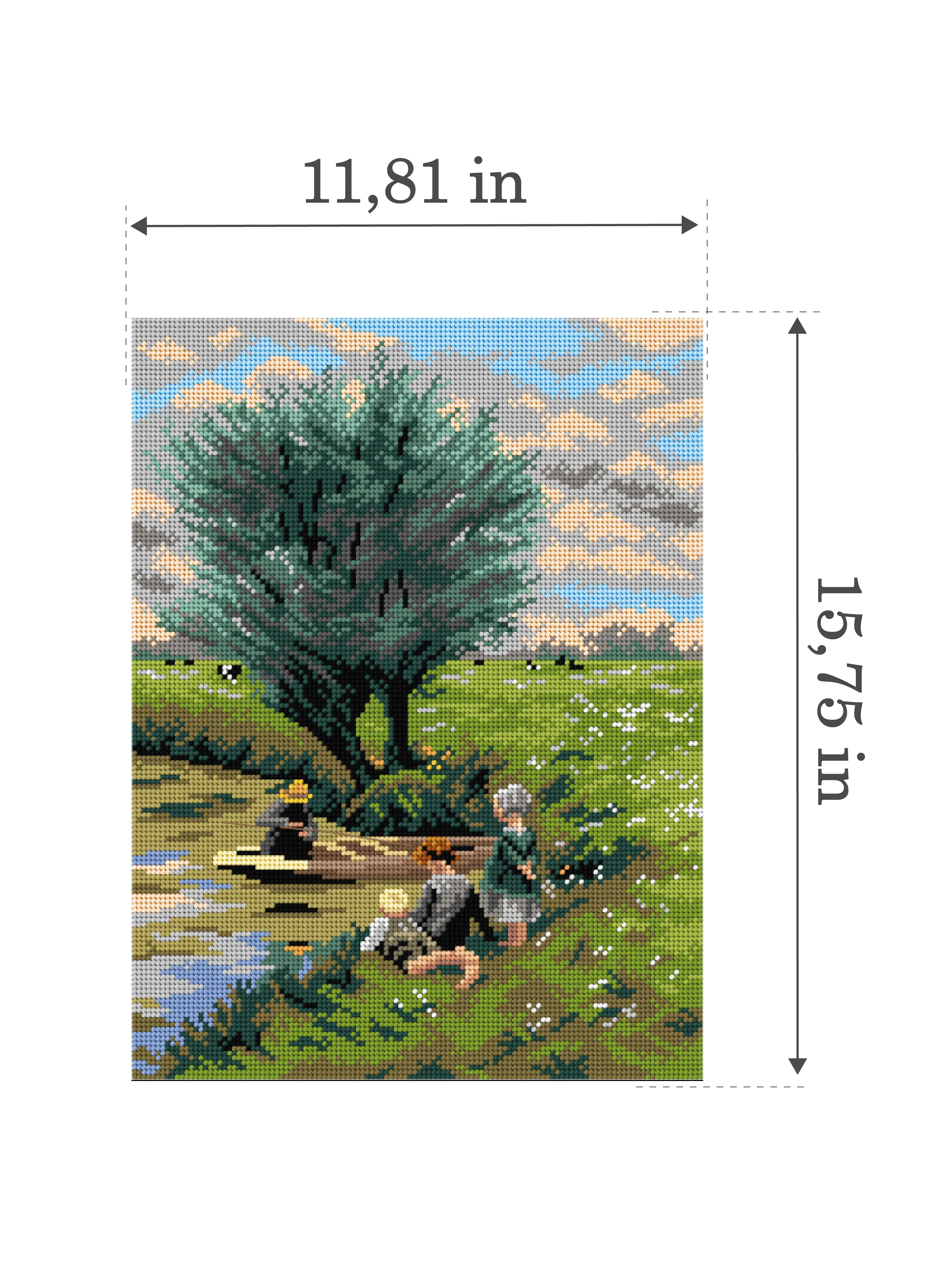 Needlepoint canvas for halfstitch without yarn  after Emile Claus - By the Riverside 3577J - Image 2