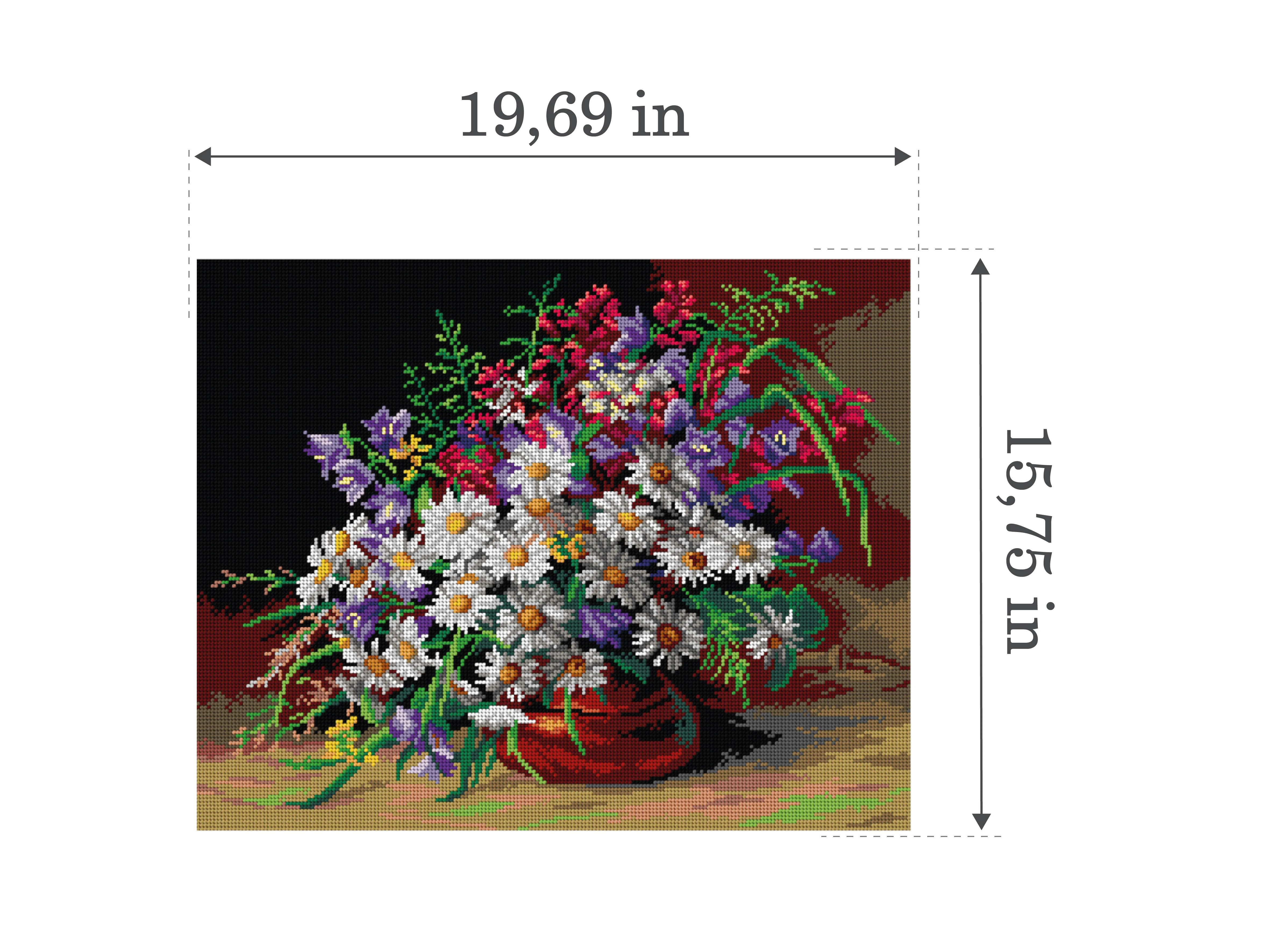 Needlepoint canvas for halfstitch without yarn after Friedrich Meyer Rubritius - Still Life with Flowers 3589M - Image 2