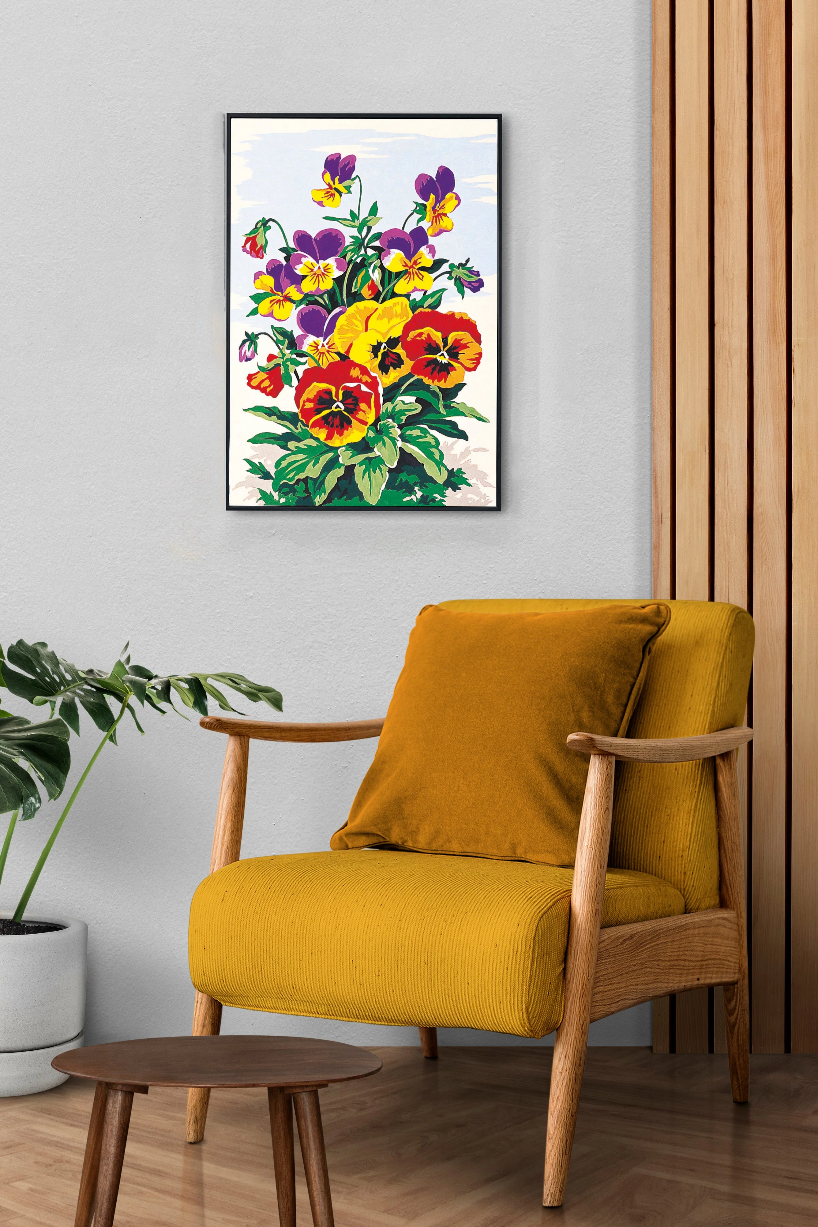 Needlepoint canvas for halfstitch without yarn Canvas Pansies SEU928.224 Seg De Paris Printed Tapestry Canvas - Image 2