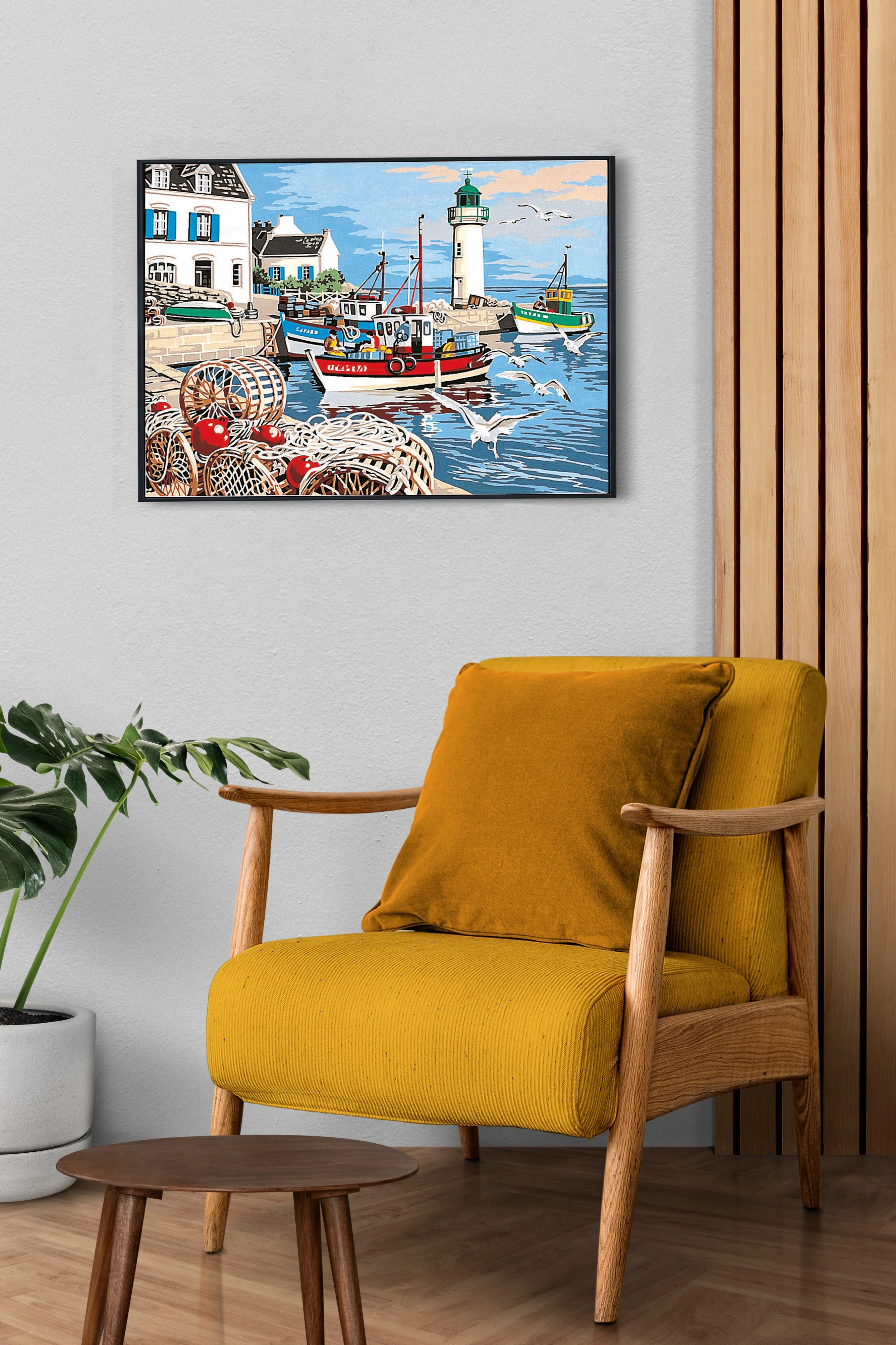 Needlepoint canvas for halfstitch without yarn Canvas The fishing port SE929.279 Seg De Paris Printed Tapestry Canvas - Image 2