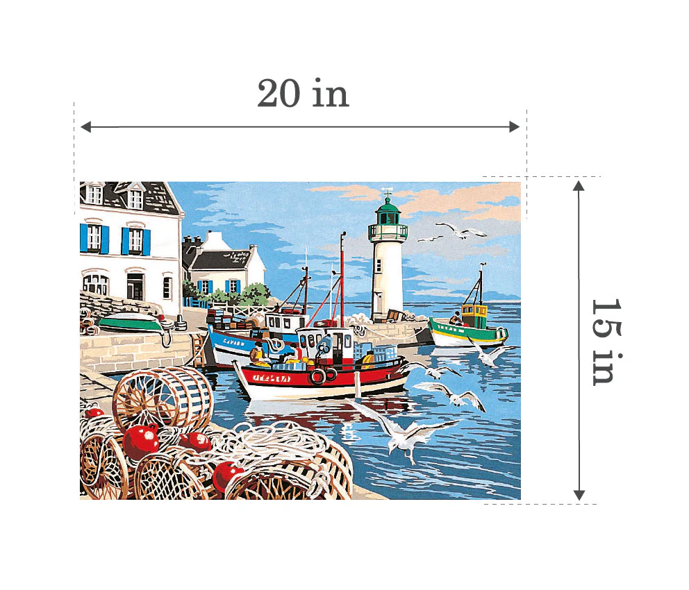 Needlepoint canvas for halfstitch without yarn Canvas The fishing port SE929.279 Seg De Paris Printed Tapestry Canvas - Image 3