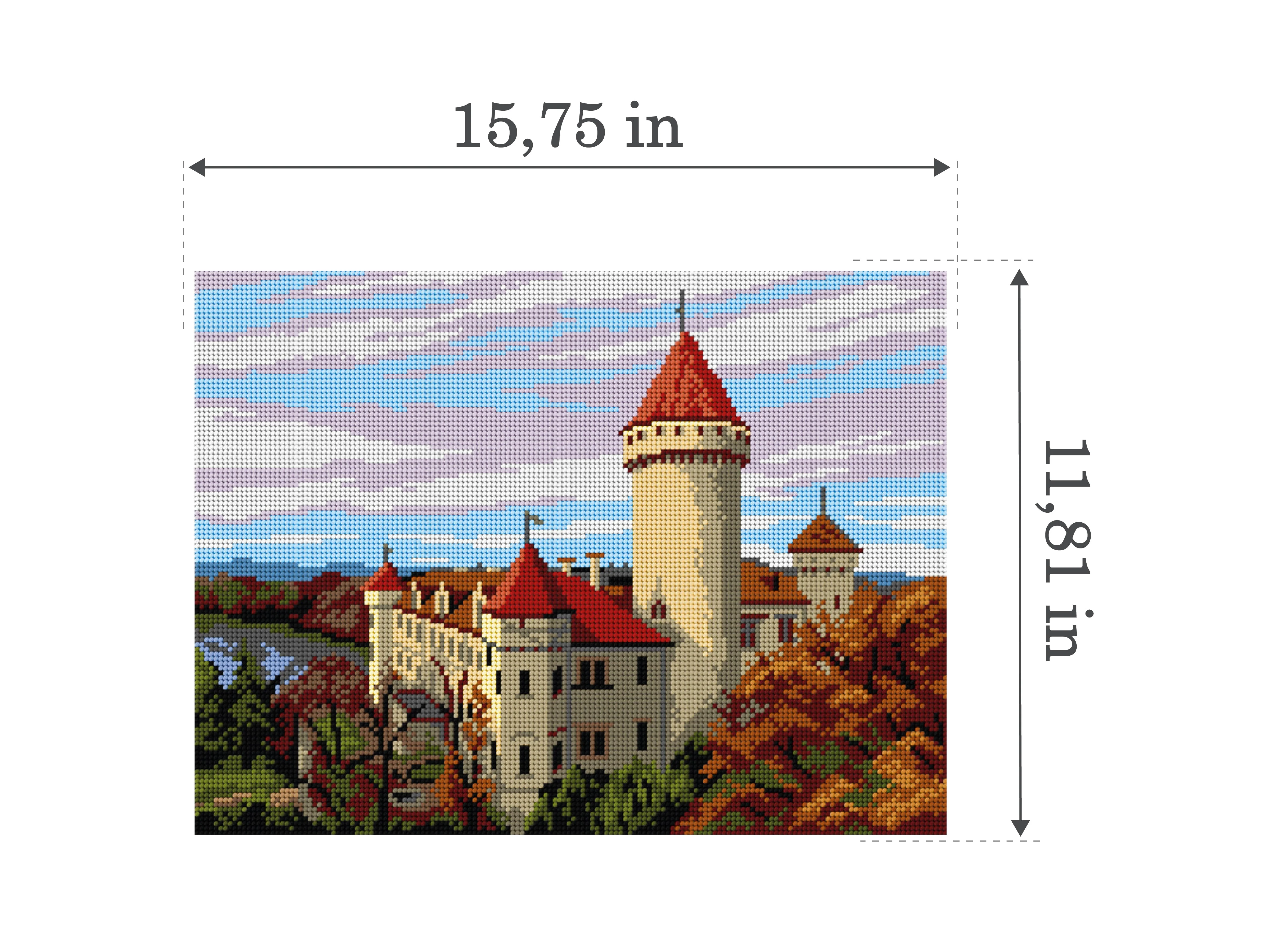 Needlepoint canvas for halfstitch without yarn  The Konopiste Castle 3582J - Image 2