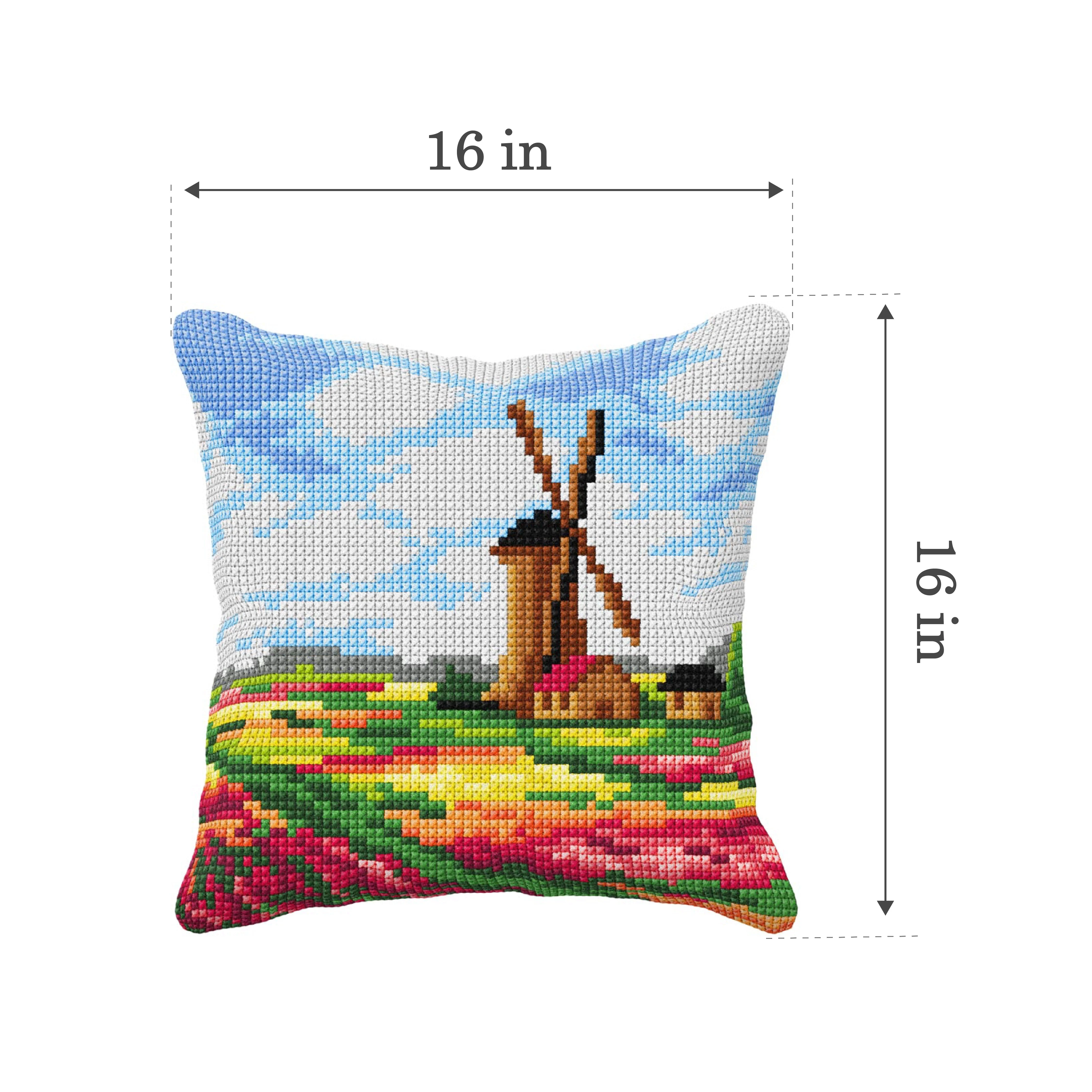 Needlepoint Cushion. Cross stitch kit  "Landscape with a Windmill" 99113 - Image 2