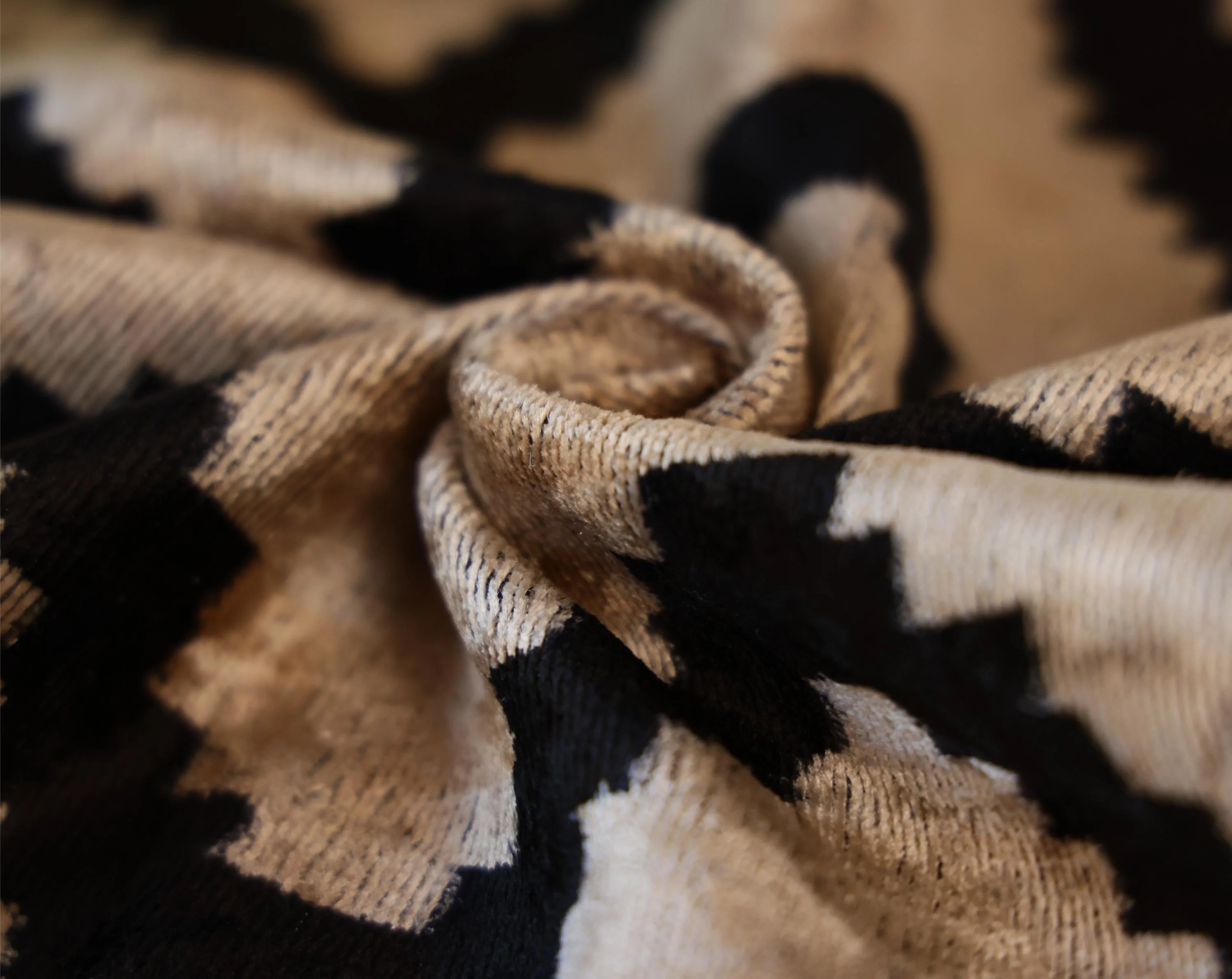 Neutral Black Chevron Silk Velvet Pillow 16x24 Handmade Luxury Cushion - Image 2