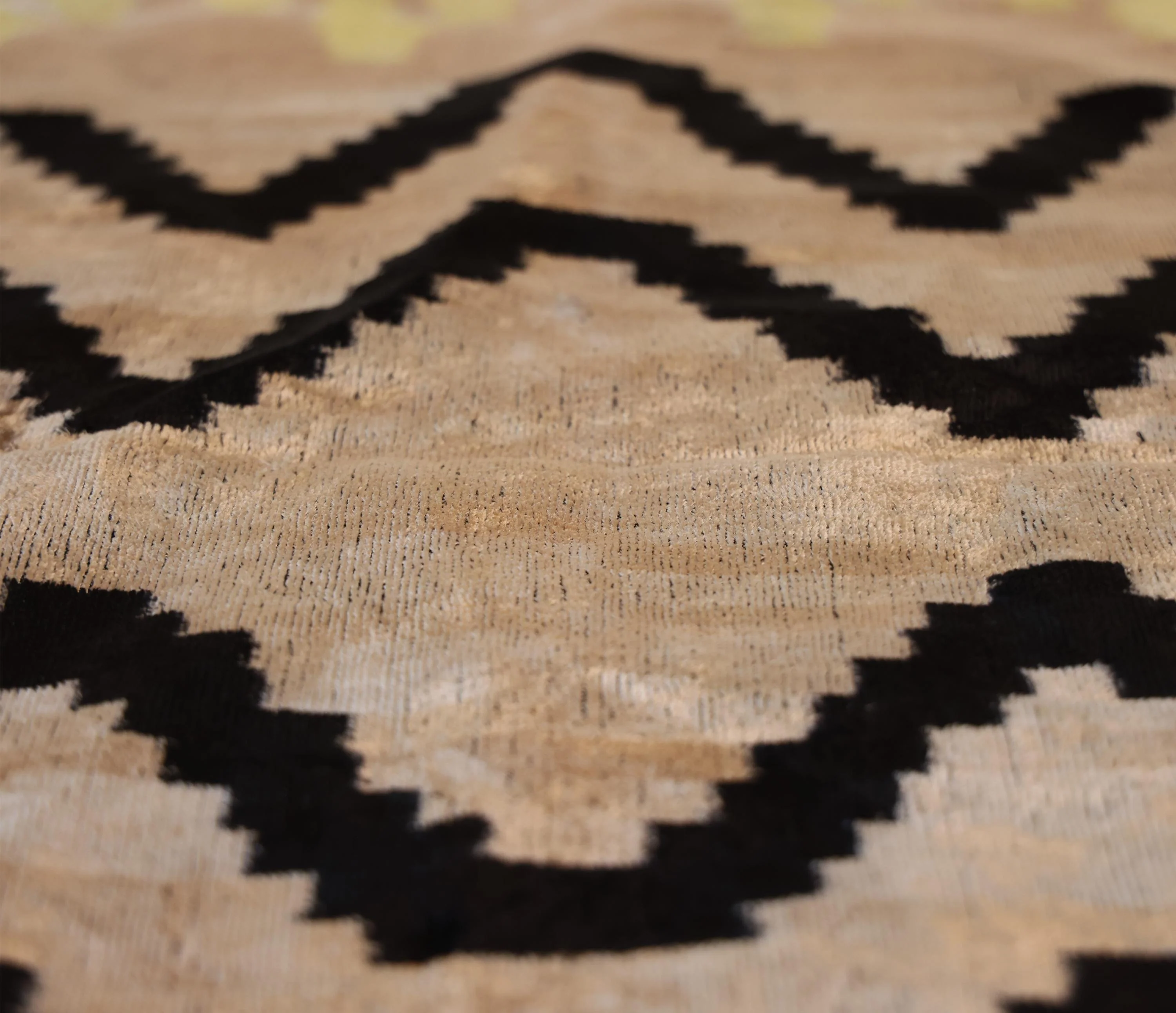 Neutral Black Chevron Silk Velvet Pillow 16x24 Handmade Luxury Cushion - Image 3