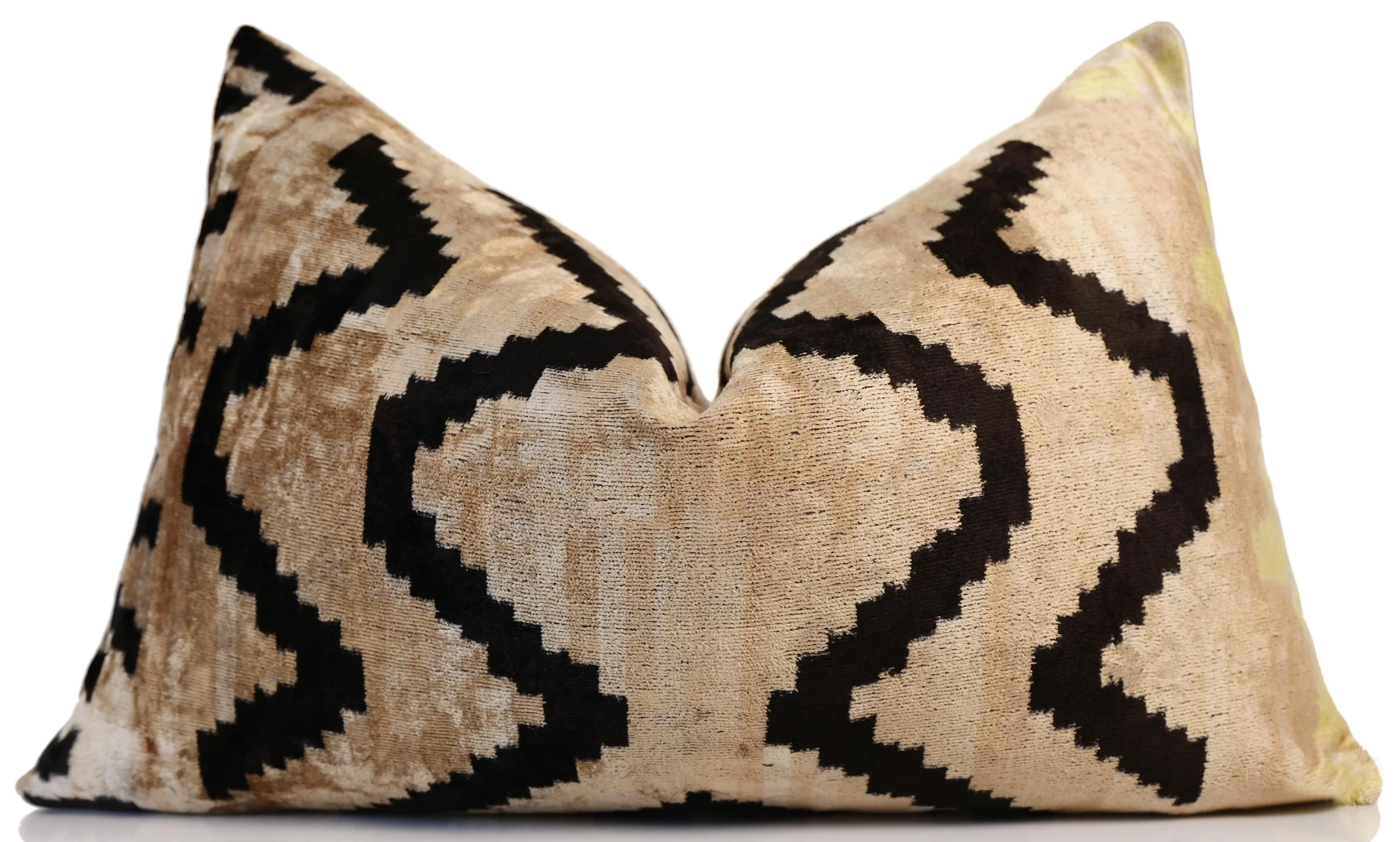 Neutral Black Chevron Silk Velvet Pillow 16x24 Handmade Luxury Cushion - Image 5