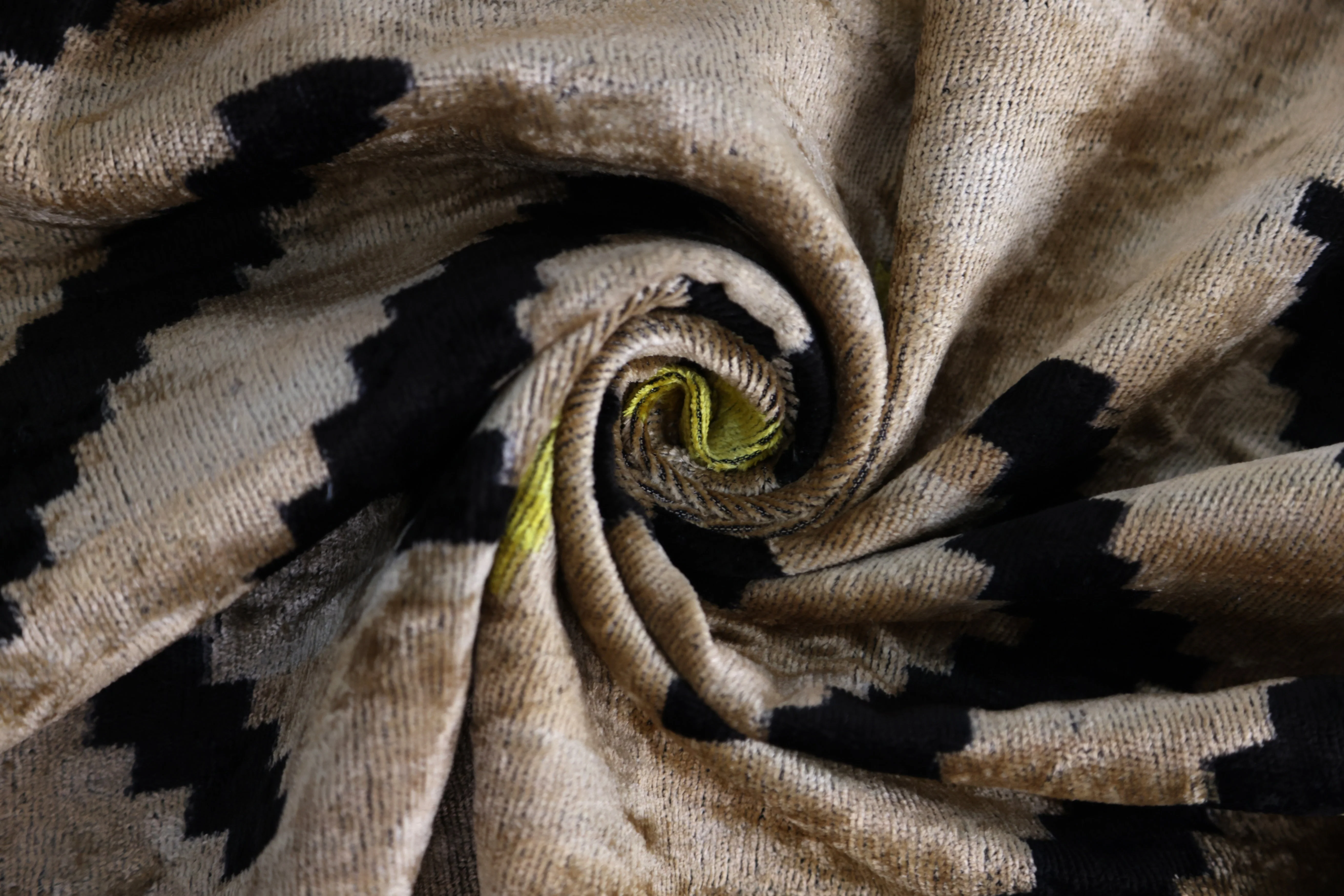 Neutral & Black Tribal Arrow Velvet Throw Pillow – 24x24 in | Handcrafted Silk Cushion - Image 2