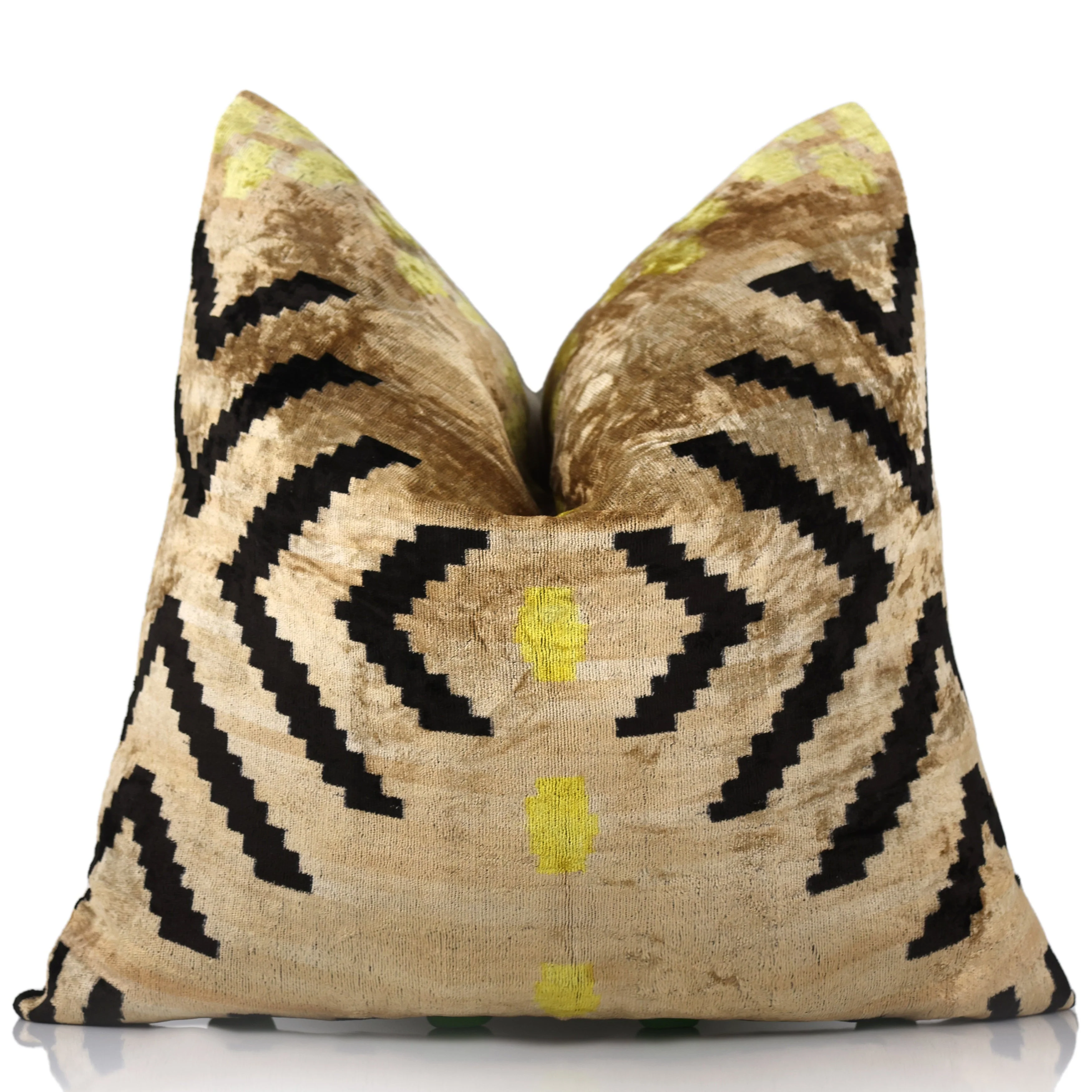 Neutral & Black Tribal Arrow Velvet Throw Pillow – 24x24 in | Handcrafted Silk Cushion - Image 5