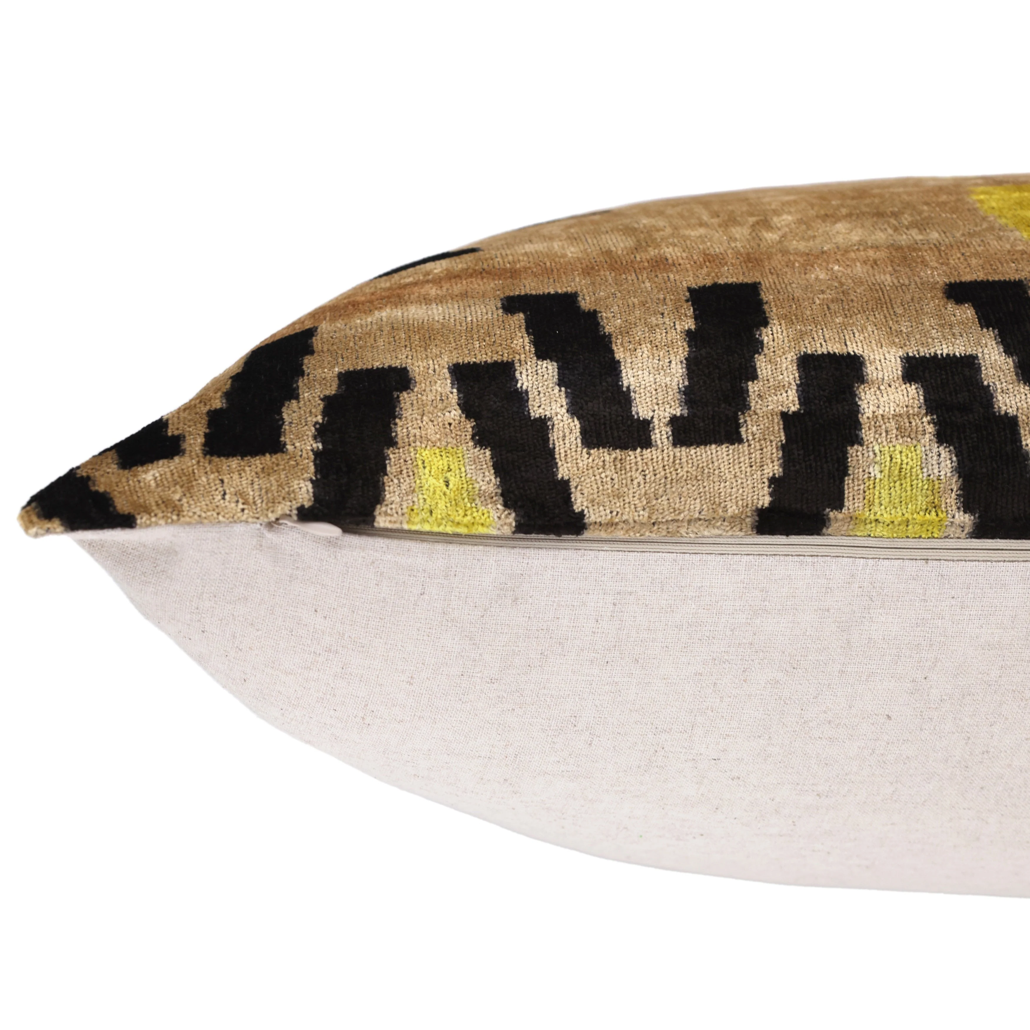 Neutral & Black Tribal Arrow Velvet Throw Pillow – 24x24 in | Handcrafted Silk Cushion - Image 6