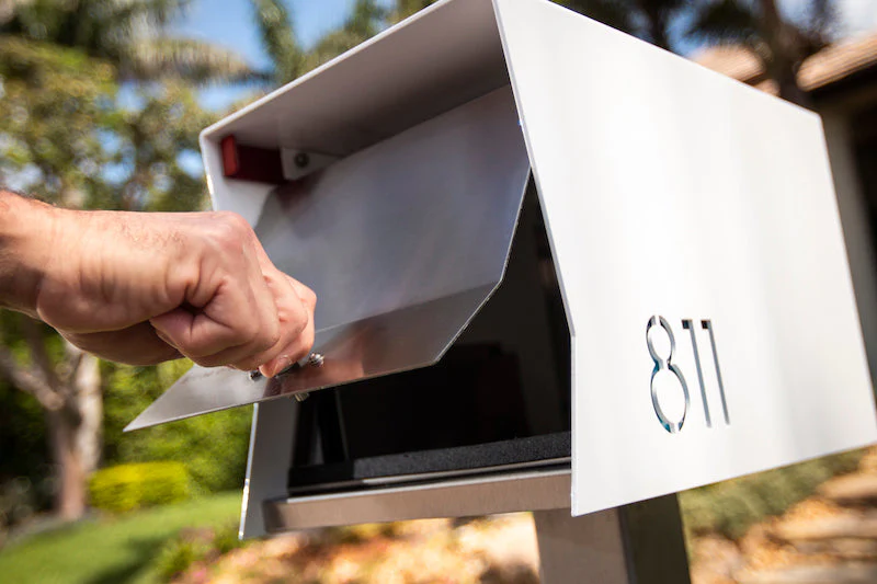 NEW!!!!   QUICK SHIP UptownBox in ARCTIC WHITE on WHITE - Modern Mailbox - Image 13