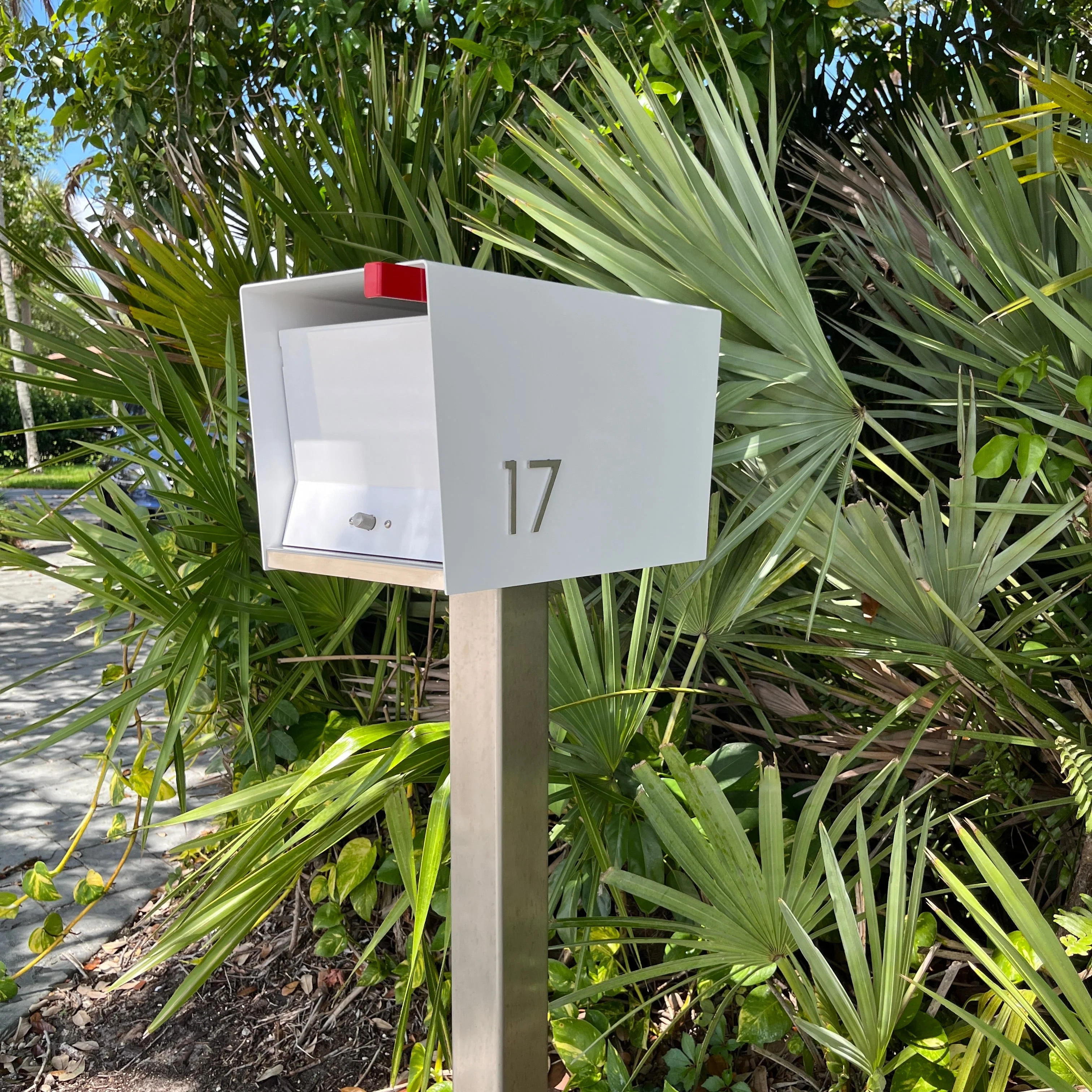 NEW!!!!   QUICK SHIP UptownBox in ARCTIC WHITE on WHITE - Modern Mailbox - Image 8
