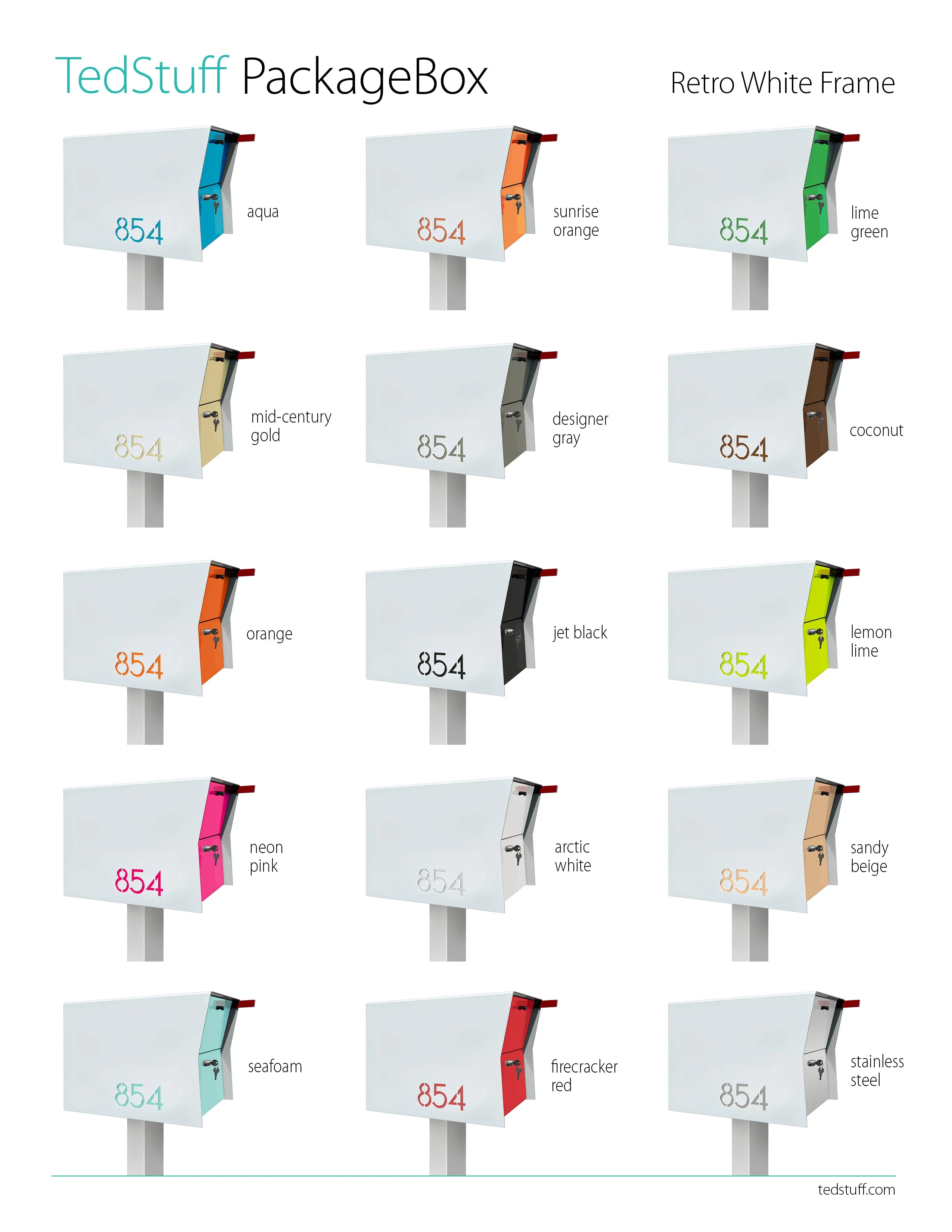 NEW! The Retrobox Locking Package Dropbox in ARCTIC WHITE - Modern Mailbox - Image 3