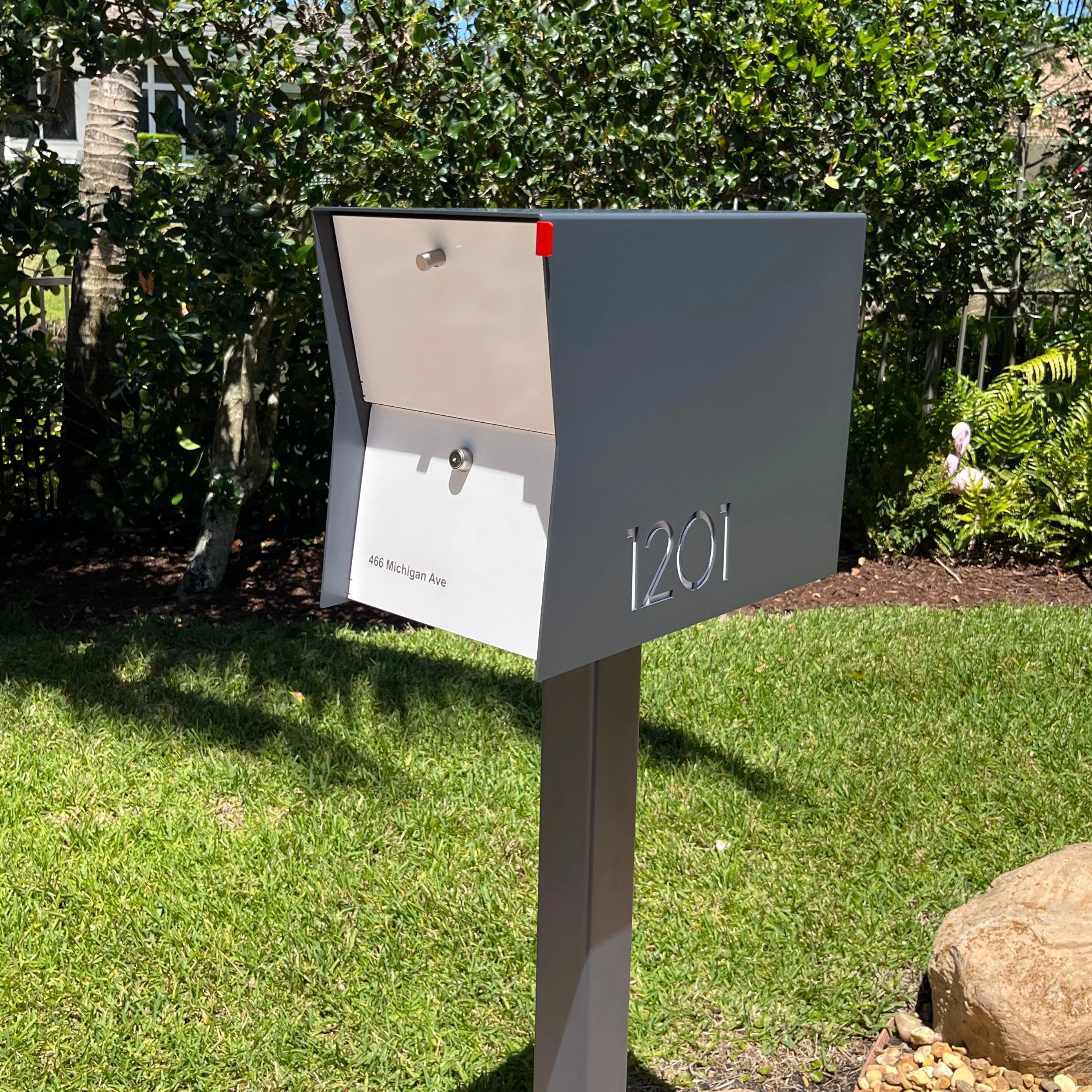 NEW! The Retrobox Locking Package Dropbox in GRAY- Modern Mailbox - Image 2