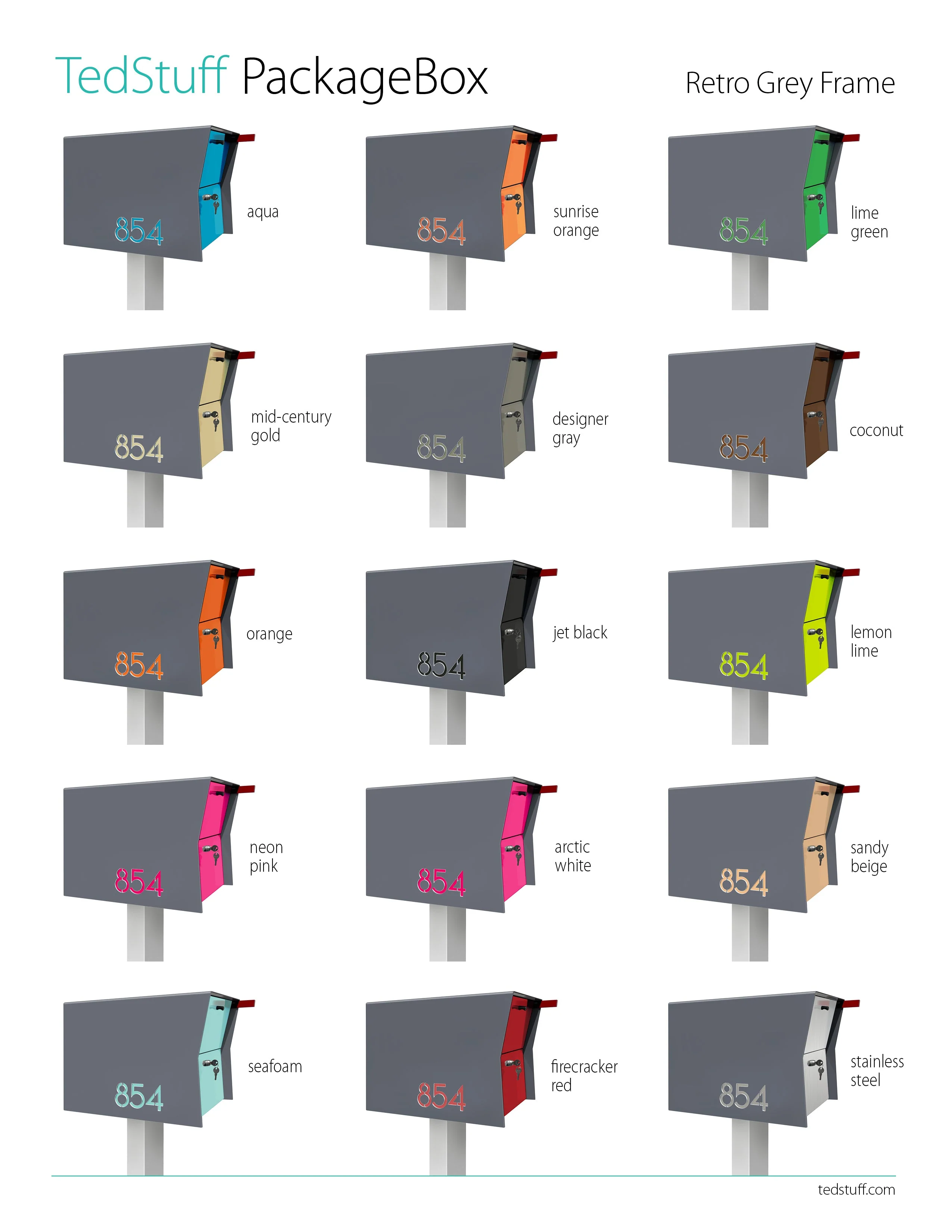 NEW! The Retrobox Locking Package Dropbox in GRAY- Modern Mailbox - Image 3