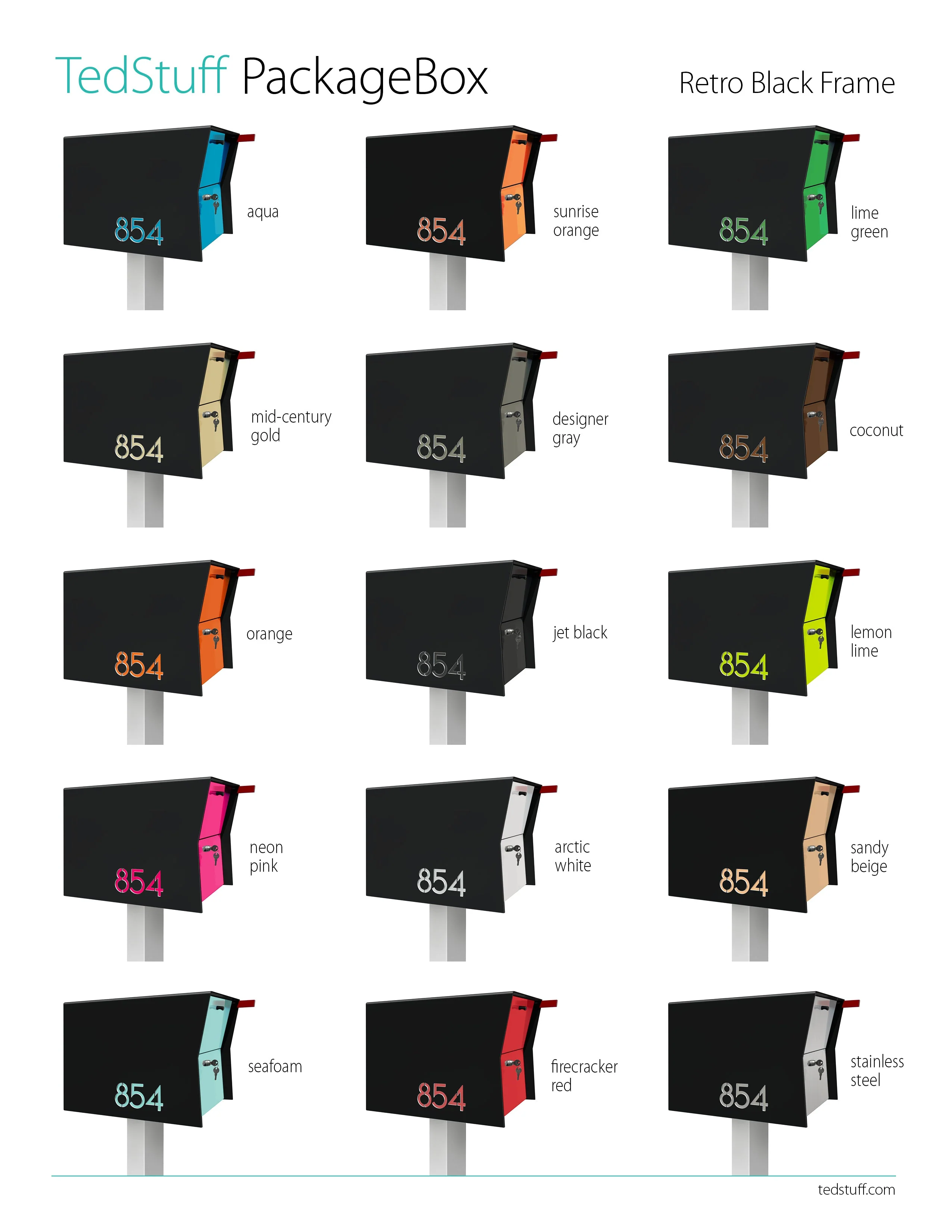 NEW! The Retrobox Locking Package Dropbox in JET BLACK - Modern Mailbox - Image 3