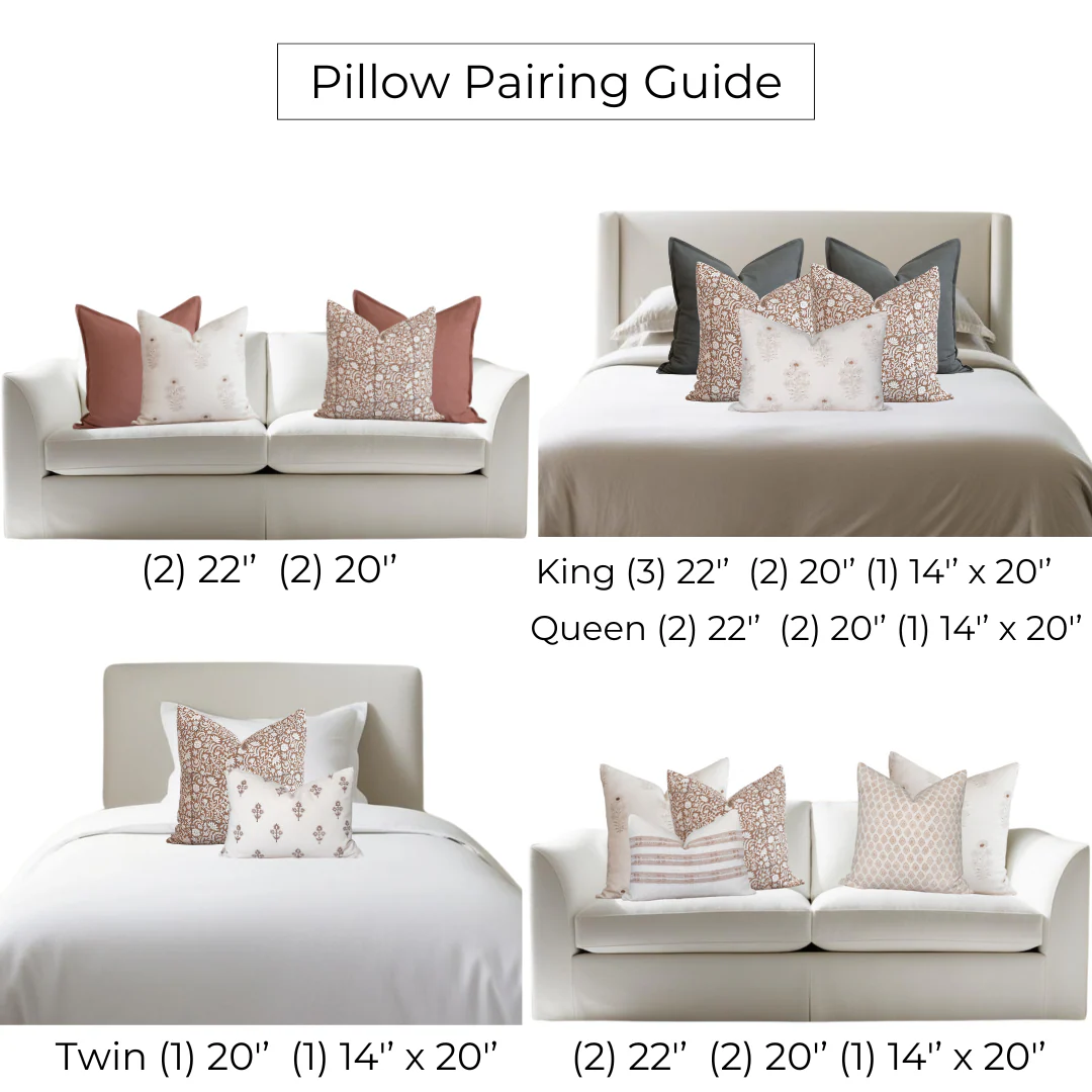 Nina Floral Block Printed Pillow Cover | Brown - Image 5