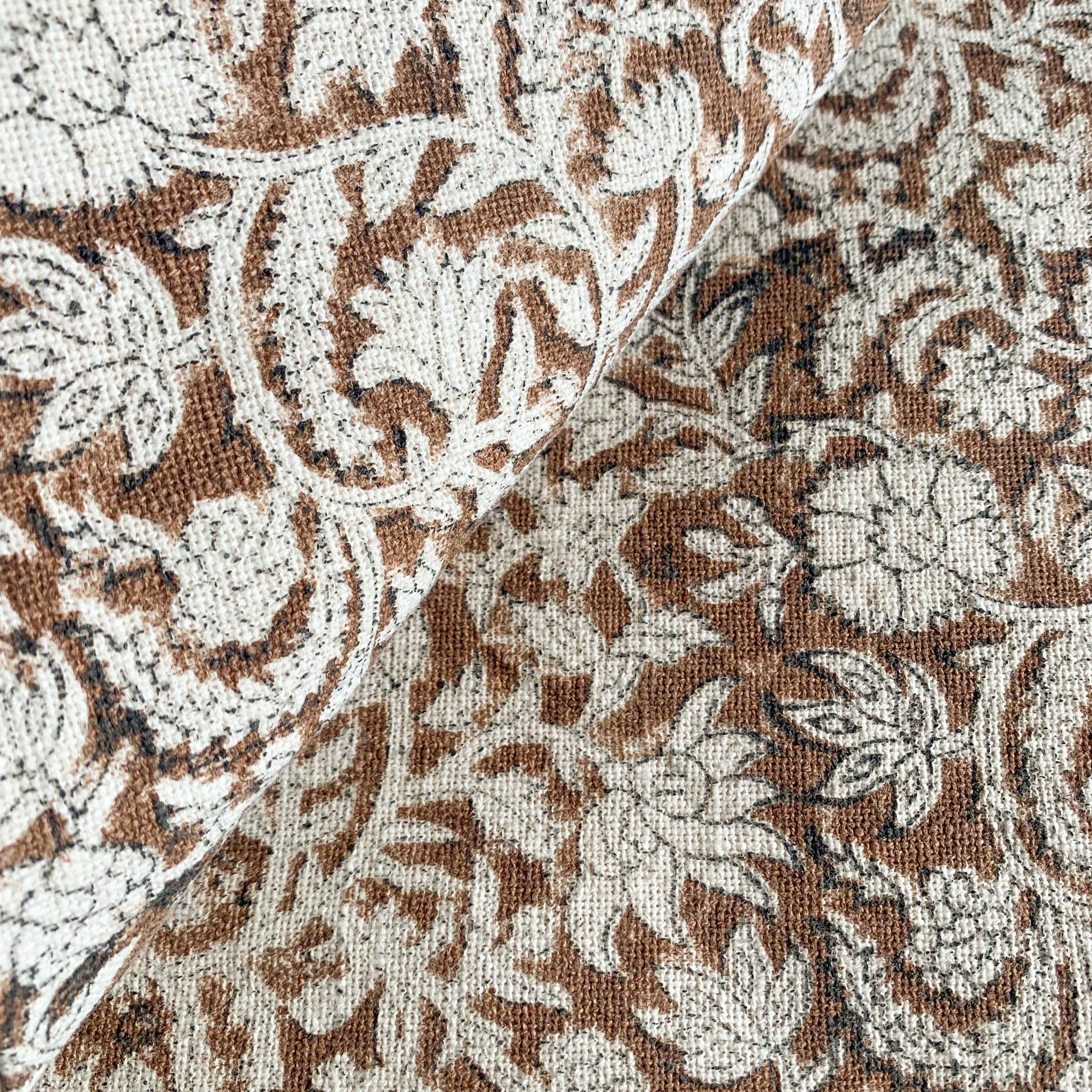 Nina Floral Block Printed Pillow Cover | Brown | Lumbar - Image 9