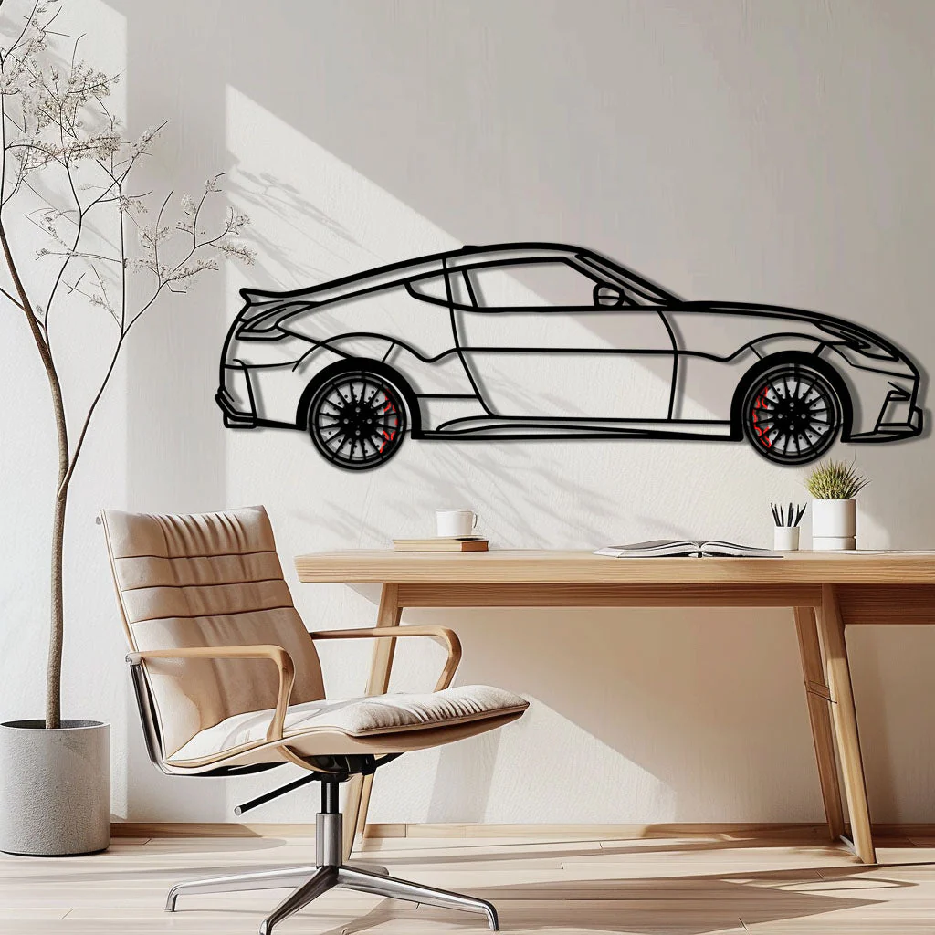 Nissan 350Z Metal Car Wall Art with Rotating Wheels - JDM Fairlady Z33 Silhouette - Interactive Automotive Wall Decor - KAFMEKA153 - Image 2