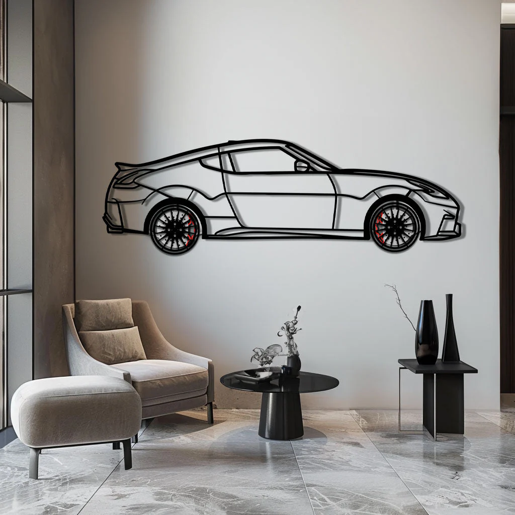 Nissan 350Z Metal Car Wall Art with Rotating Wheels - JDM Fairlady Z33 Silhouette - Interactive Automotive Wall Decor - KAFMEKA153 - Image 4