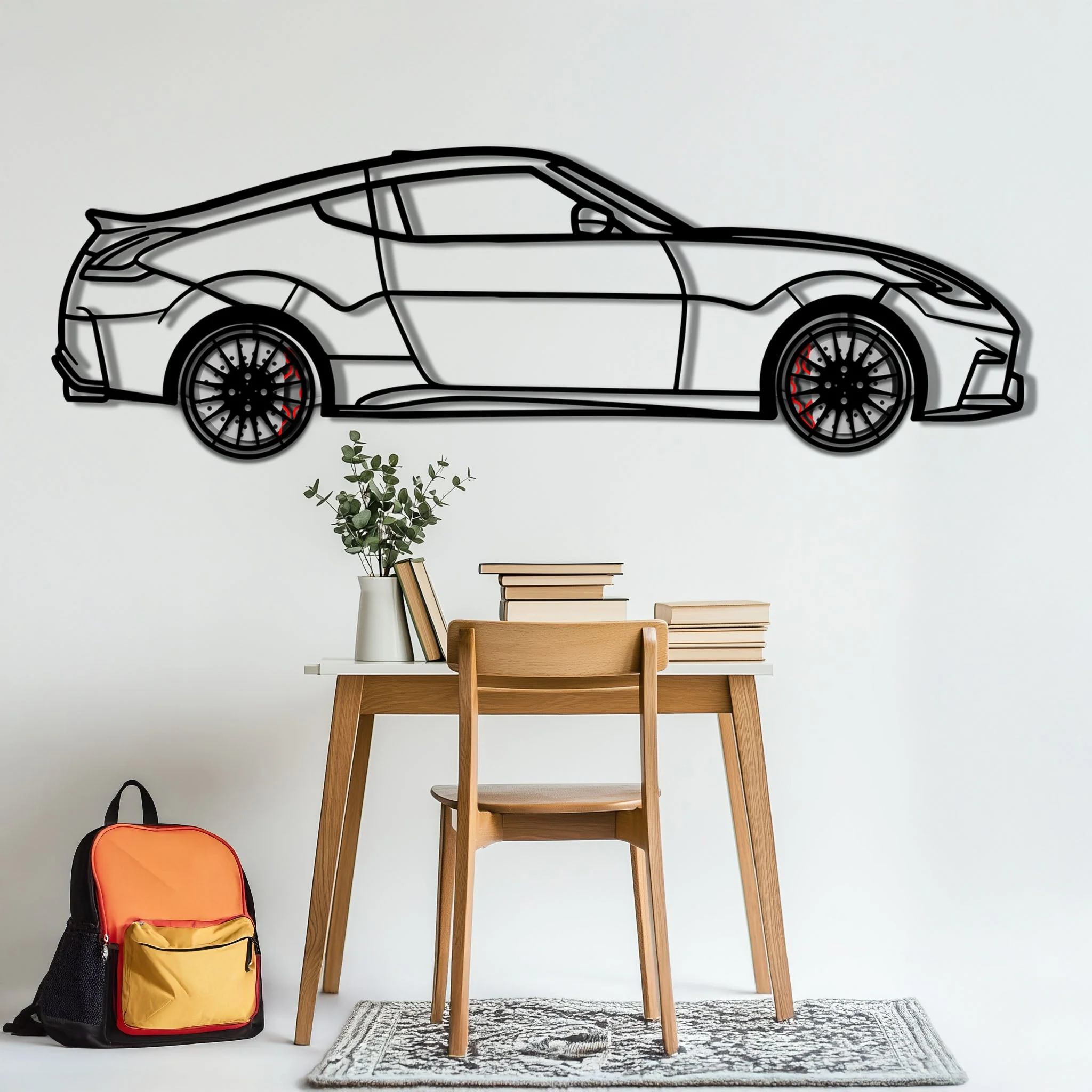 Nissan 350Z Metal Car Wall Art with Rotating Wheels - JDM Fairlady Z33 Silhouette - Interactive Automotive Wall Decor - KAFMEKA153 - Image 5