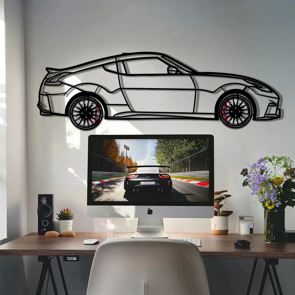 Nissan 350Z Metal Car Wall Art with Rotating Wheels - JDM Fairlady Z33 Silhouette - Interactive Automotive Wall Decor - KAFMEKA153 - Image 8