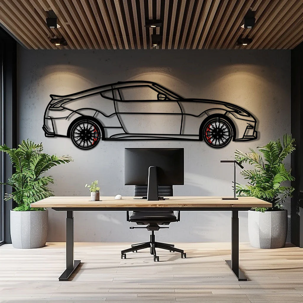 Nissan 350Z Metal Car Wall Art with Rotating Wheels - JDM Fairlady Z33 Silhouette - Interactive Automotive Wall Decor - KAFMEKA153 - Image 9