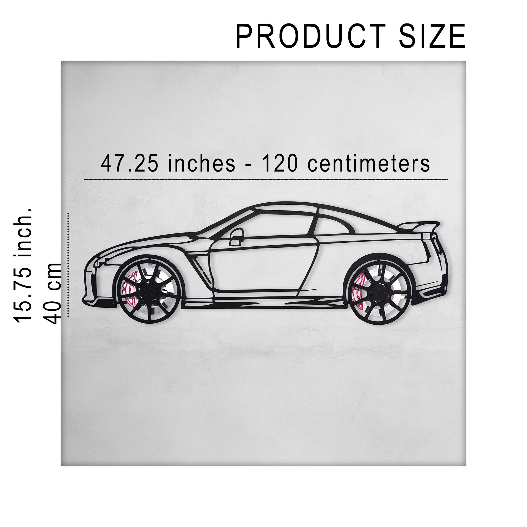 Nissan GT-R R35 Wall Art – JDM Steel Silhouette with Spinning Wheels-KAFMEKA036 - Image 13
