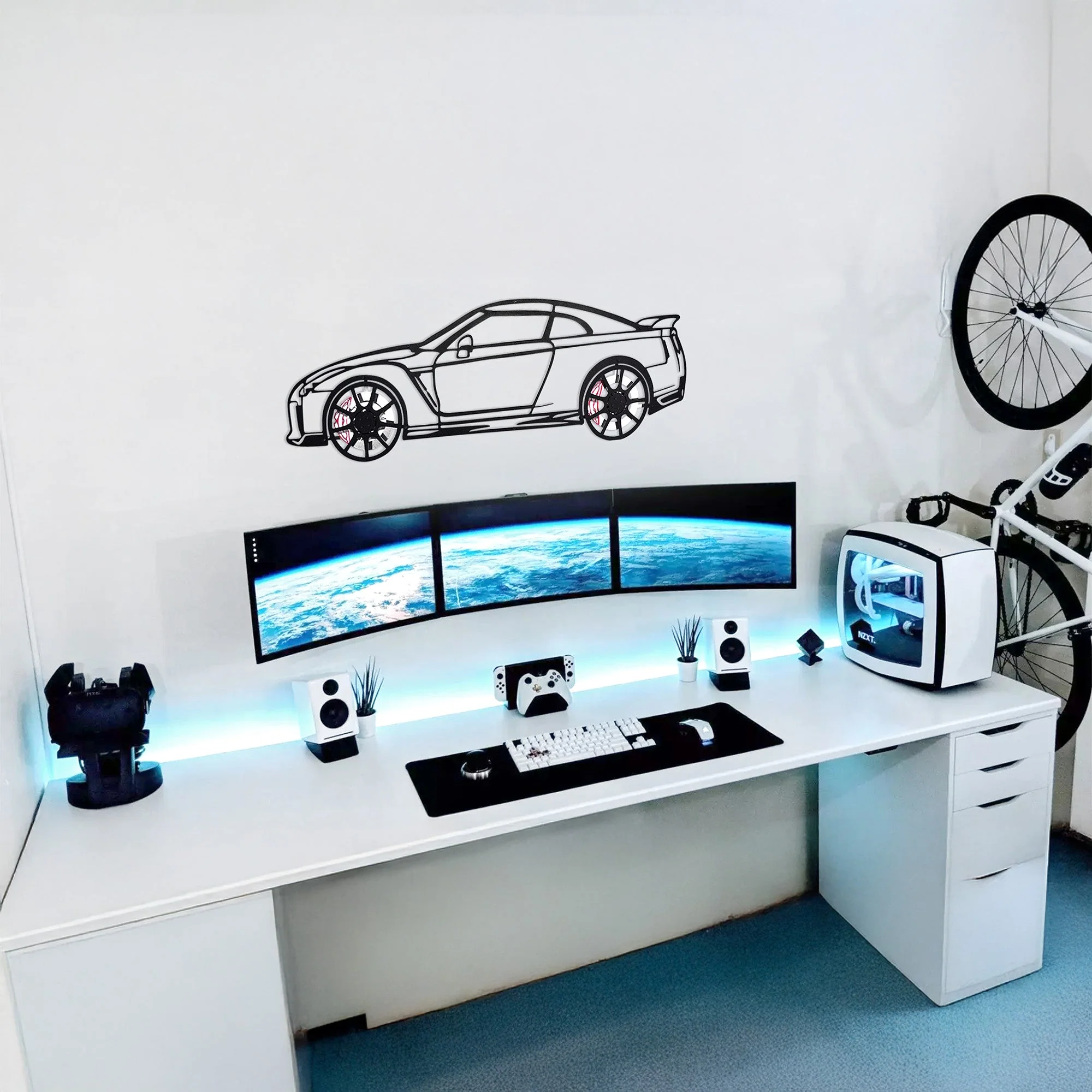 Nissan GT-R R35 Wall Art – JDM Steel Silhouette with Spinning Wheels-KAFMEKA036 - Image 2