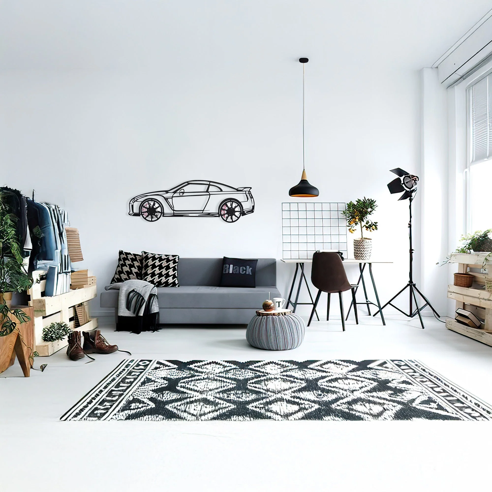 Nissan GT-R R35 Wall Art – JDM Steel Silhouette with Spinning Wheels-KAFMEKA036 - Image 5