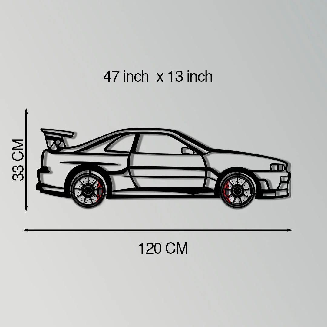Nissan Skyline GT-R R34 Metal Car Wall Art with Rotating Wheels - "Godzilla" JDM Legend Silhouette - Interactive Automotive Wall Decor - KAFMEKA152 - Image 11