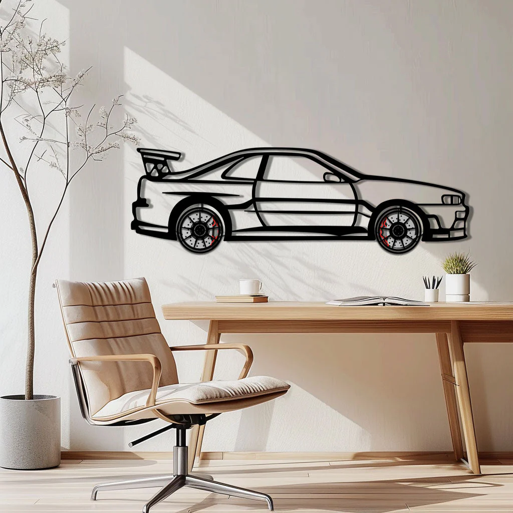 Nissan Skyline GT-R R34 Metal Car Wall Art with Rotating Wheels - "Godzilla" JDM Legend Silhouette - Interactive Automotive Wall Decor - KAFMEKA152 - Image 2