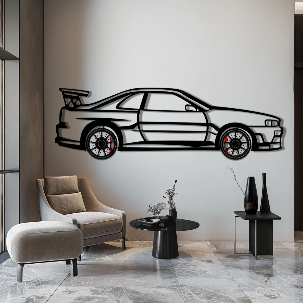 Nissan Skyline GT-R R34 Metal Car Wall Art with Rotating Wheels - "Godzilla" JDM Legend Silhouette - Interactive Automotive Wall Decor - KAFMEKA152 - Image 4