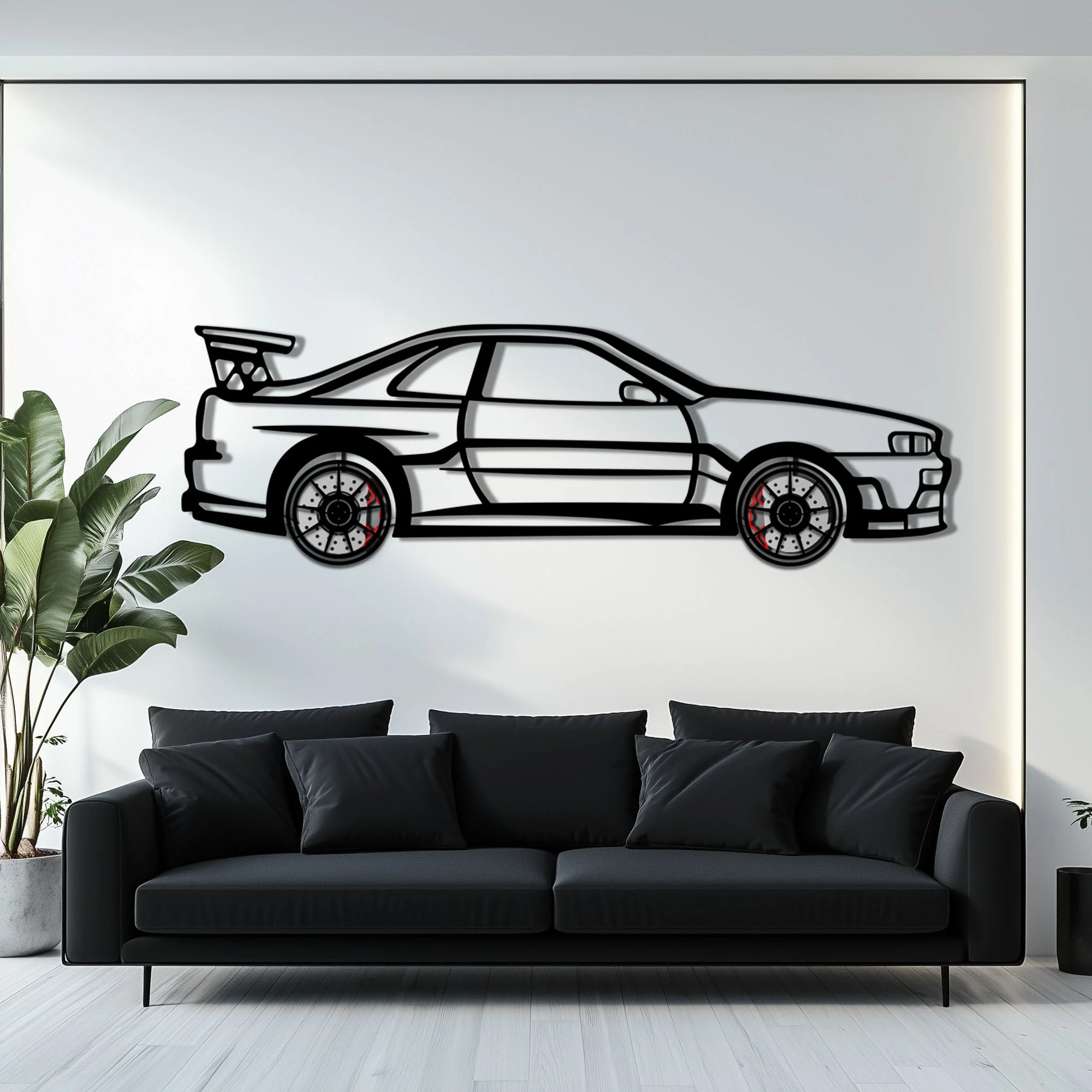 Nissan Skyline GT-R R34 Metal Car Wall Art with Rotating Wheels - "Godzilla" JDM Legend Silhouette - Interactive Automotive Wall Decor - KAFMEKA152 - Image 7