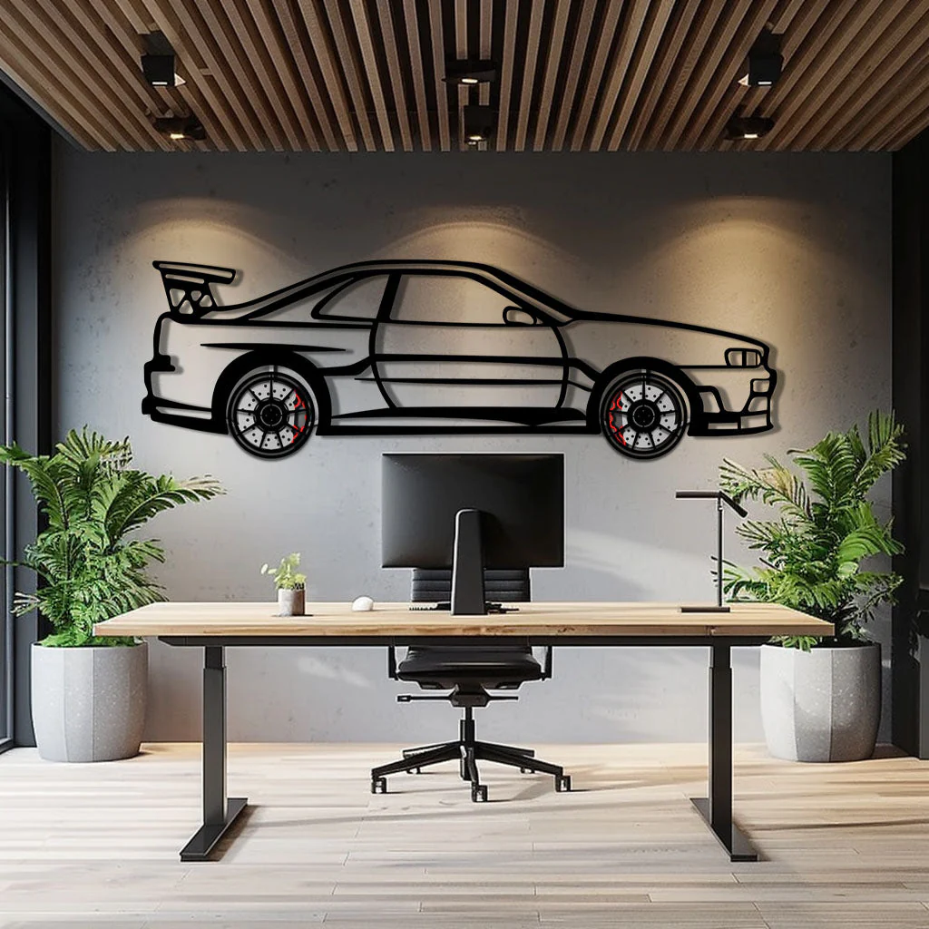 Nissan Skyline GT-R R34 Metal Car Wall Art with Rotating Wheels - "Godzilla" JDM Legend Silhouette - Interactive Automotive Wall Decor - KAFMEKA152 - Image 9