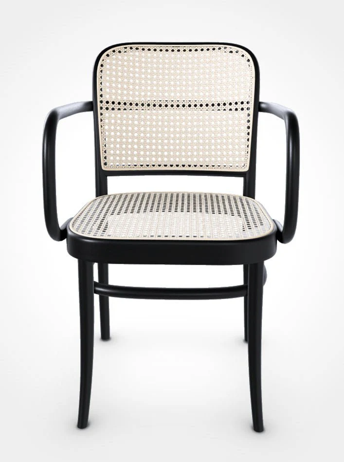 No 811 Bentwood Armchair by Ton - Black Stained Beech-Cane Seat/Cane Back - Image 2
