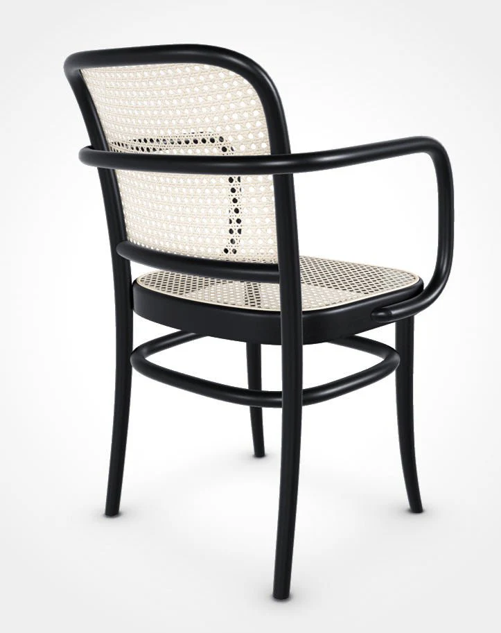 No 811 Bentwood Armchair by Ton - Black Stained Beech-Cane Seat/Cane Back - Image 3