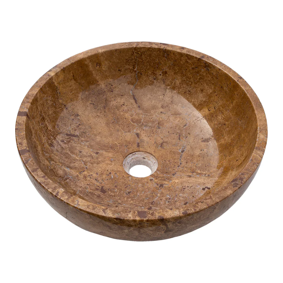 Noce Brown Travertine Natural Stone Above-vanity Bathroom Sink Polished (D)16" (H)6"-READY TO SHIP - Image 3