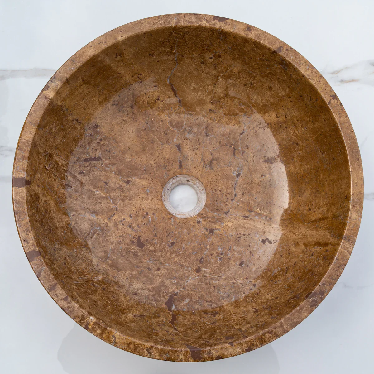 Noce Brown Travertine Natural Stone Above-vanity Bathroom Sink Polished (D)16" (H)6"-READY TO SHIP - Image 5