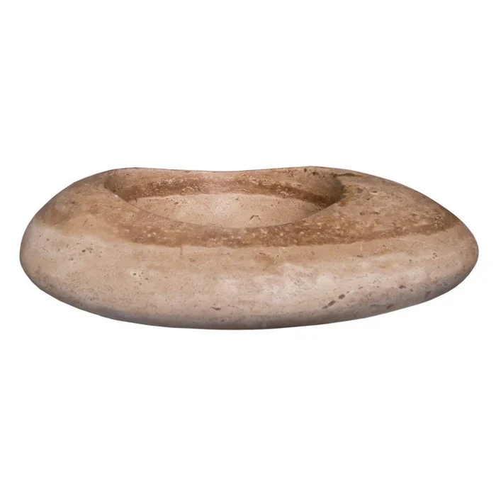 Noce Travertine Natural Stone Kayak Design Above Vanity Bathroom Vessel Sink (W)16" (L)23" (H)6" - In Stock - Image 3