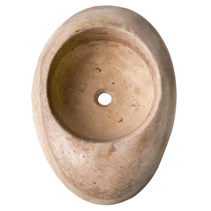 Noce Travertine Natural Stone Kayak Design Above Vanity Bathroom Vessel Sink (W)16" (L)23" (H)6" - In Stock - Image 4