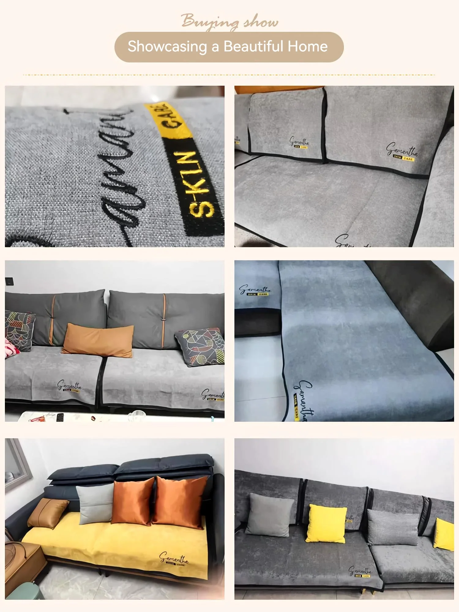 Non-Slip Cat Scratch Furniture Cover for Leather Sofas, Chenille Sofa Towels Covers I - Image 10