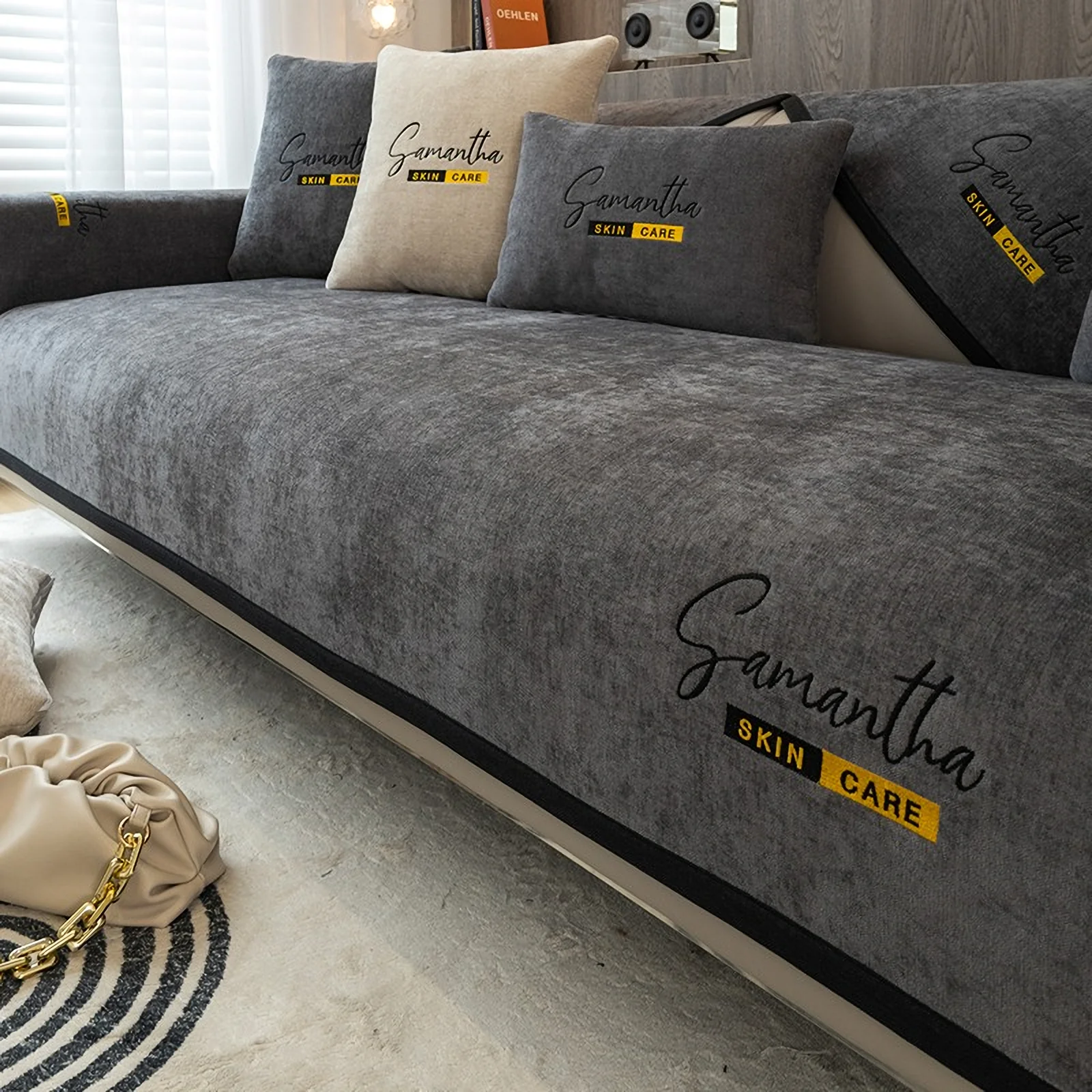 Non-Slip Cat Scratch Furniture Cover for Leather Sofas, Chenille Sofa Towels Covers I - Image 2