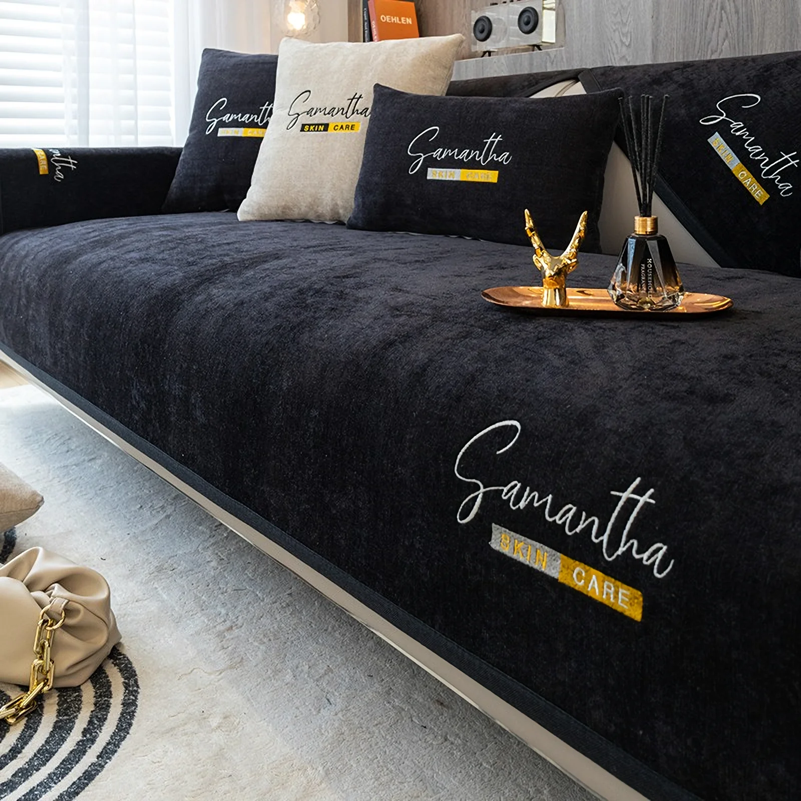 Non-Slip Cat Scratch Furniture Cover for Leather Sofas, Chenille Sofa Towels Covers I - Image 3